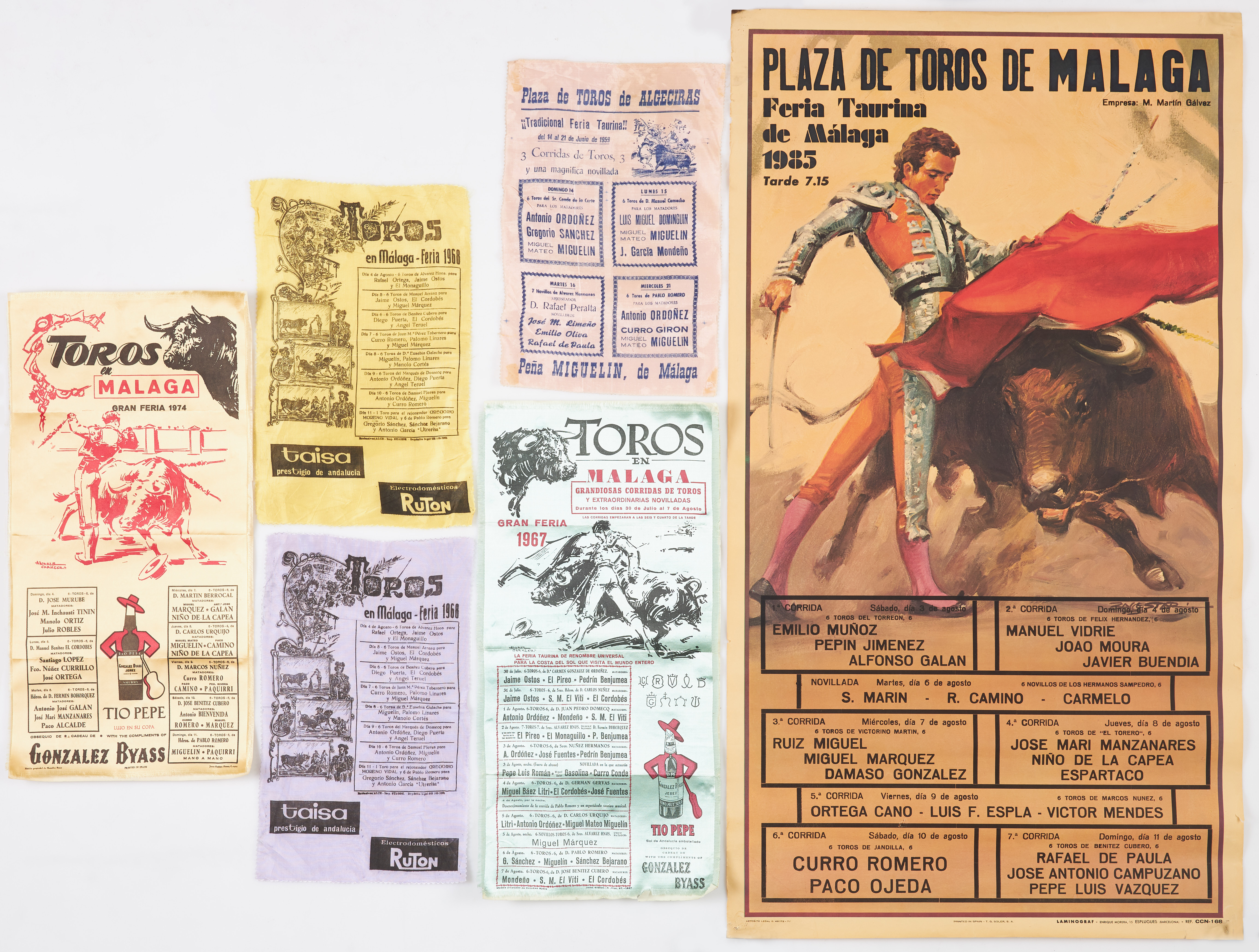 AFFISCHER samt souvenirdukar, Tjurfäktning, 6 st.