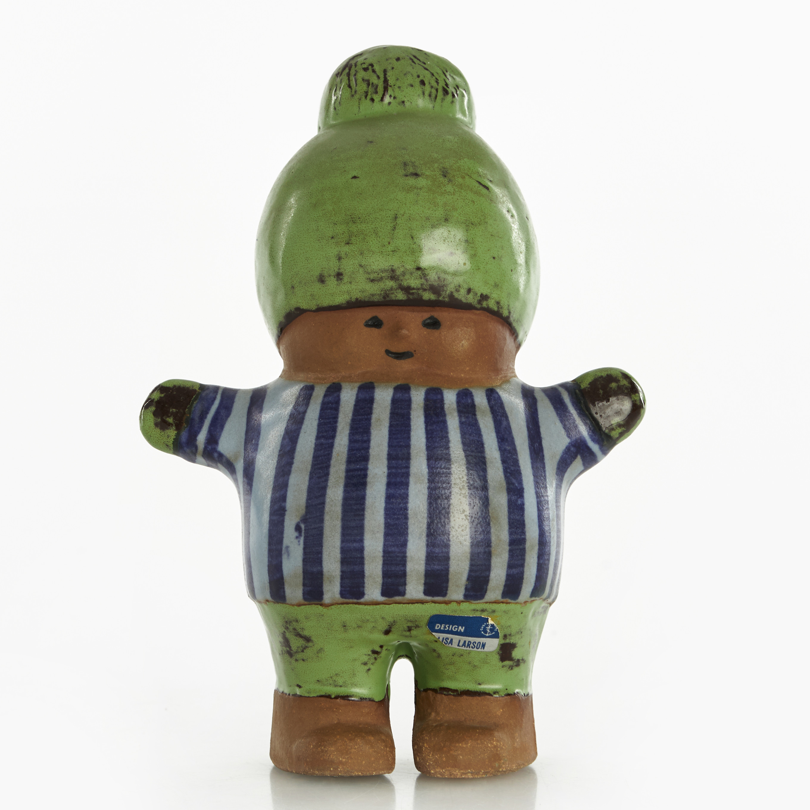 LISA LARSON. Figurin, "Kalle", ur serien Larsons ungar, Gustavsberg, delvis glaserat stengods.