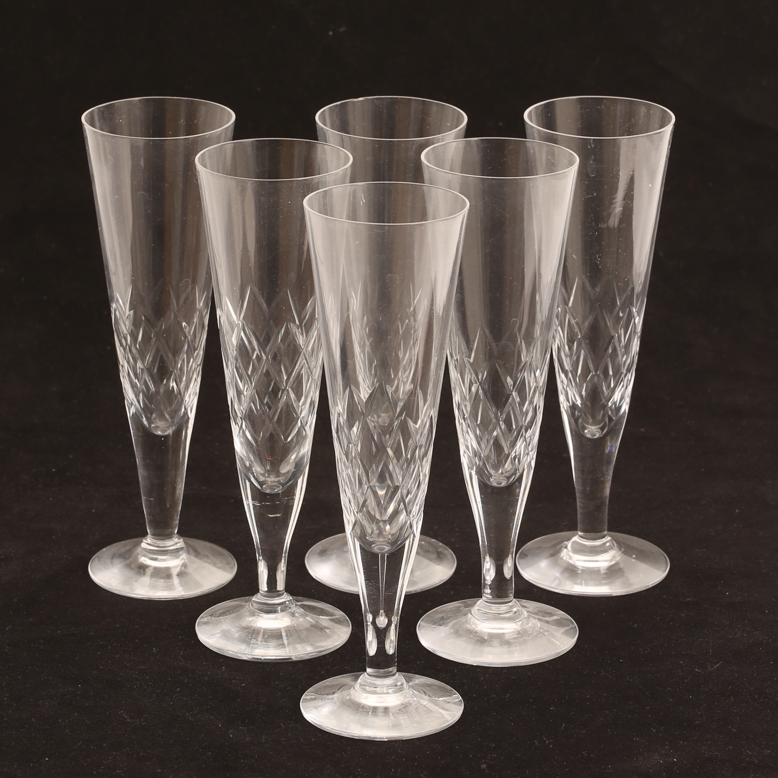 CHAMPAGNEGLAS, 6 stycken, slipad kristall.