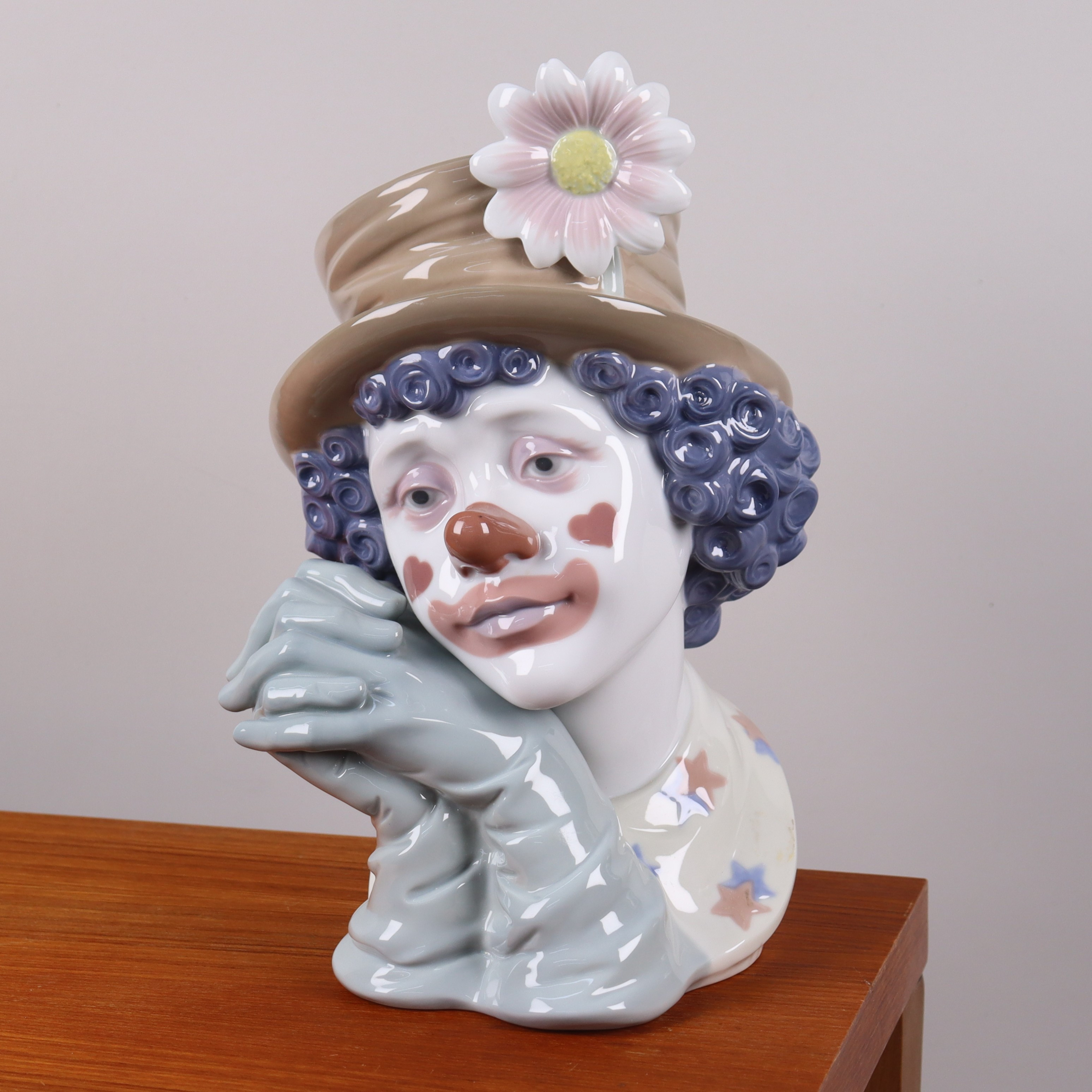 JOSÉ PUCHE. "Melancholy", Lladro, Spanien, clownbyst.