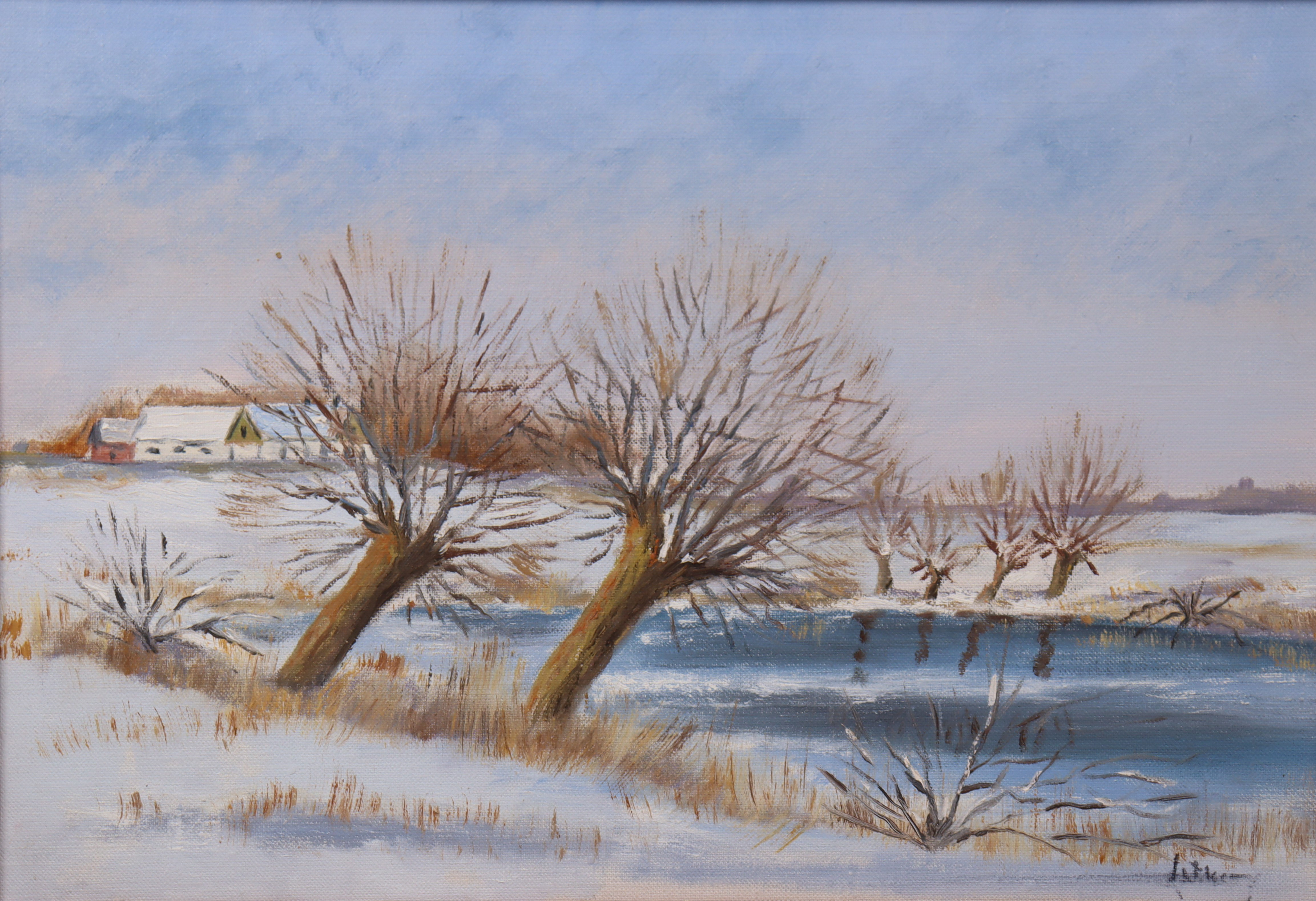 OIDENTIFIERAD KONSTNÄR. olja på duk, Skånelandskap.