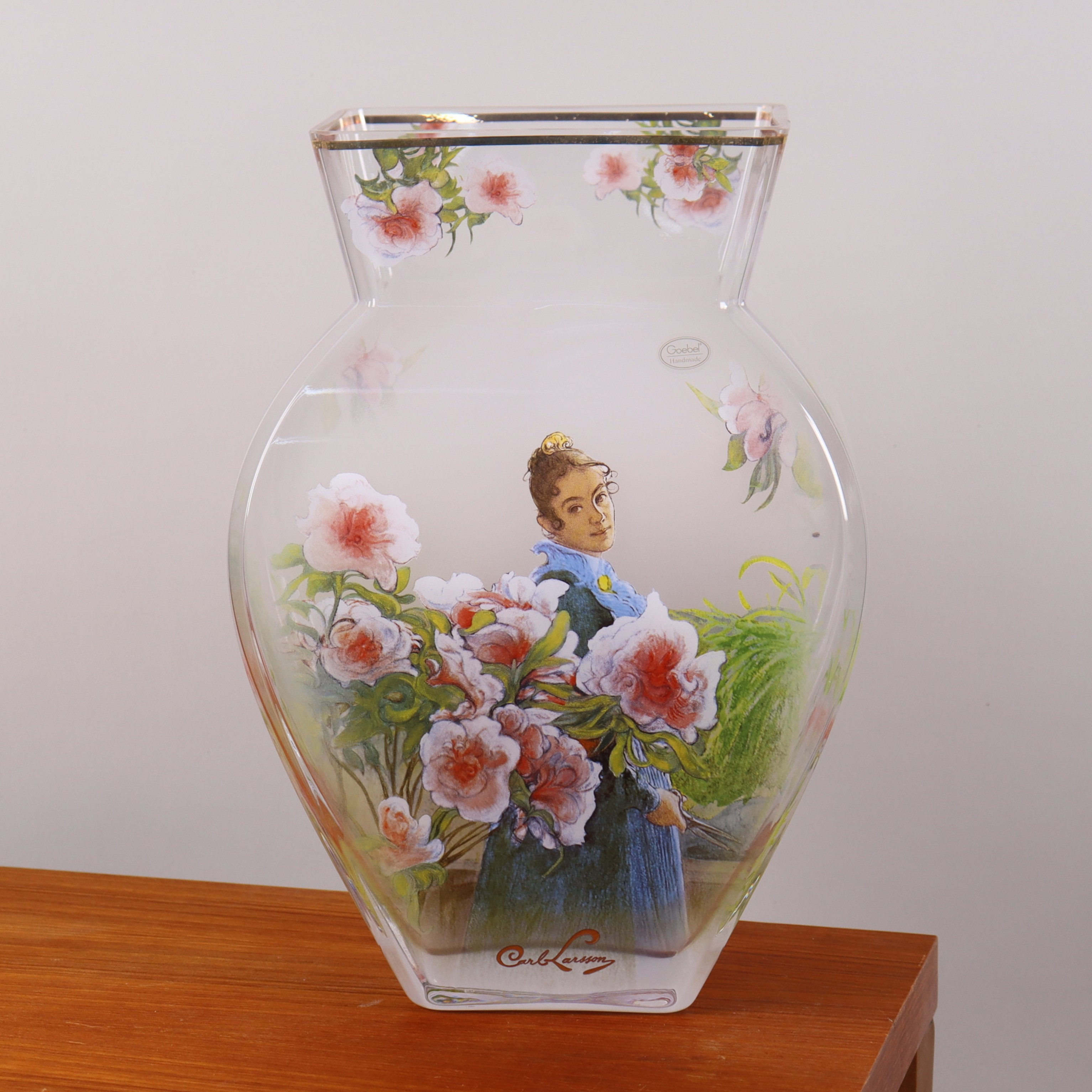 CARL LARSSON. EFTER. vas i glas, "Karin with Azaleas", Goebel, Artis Orbis.