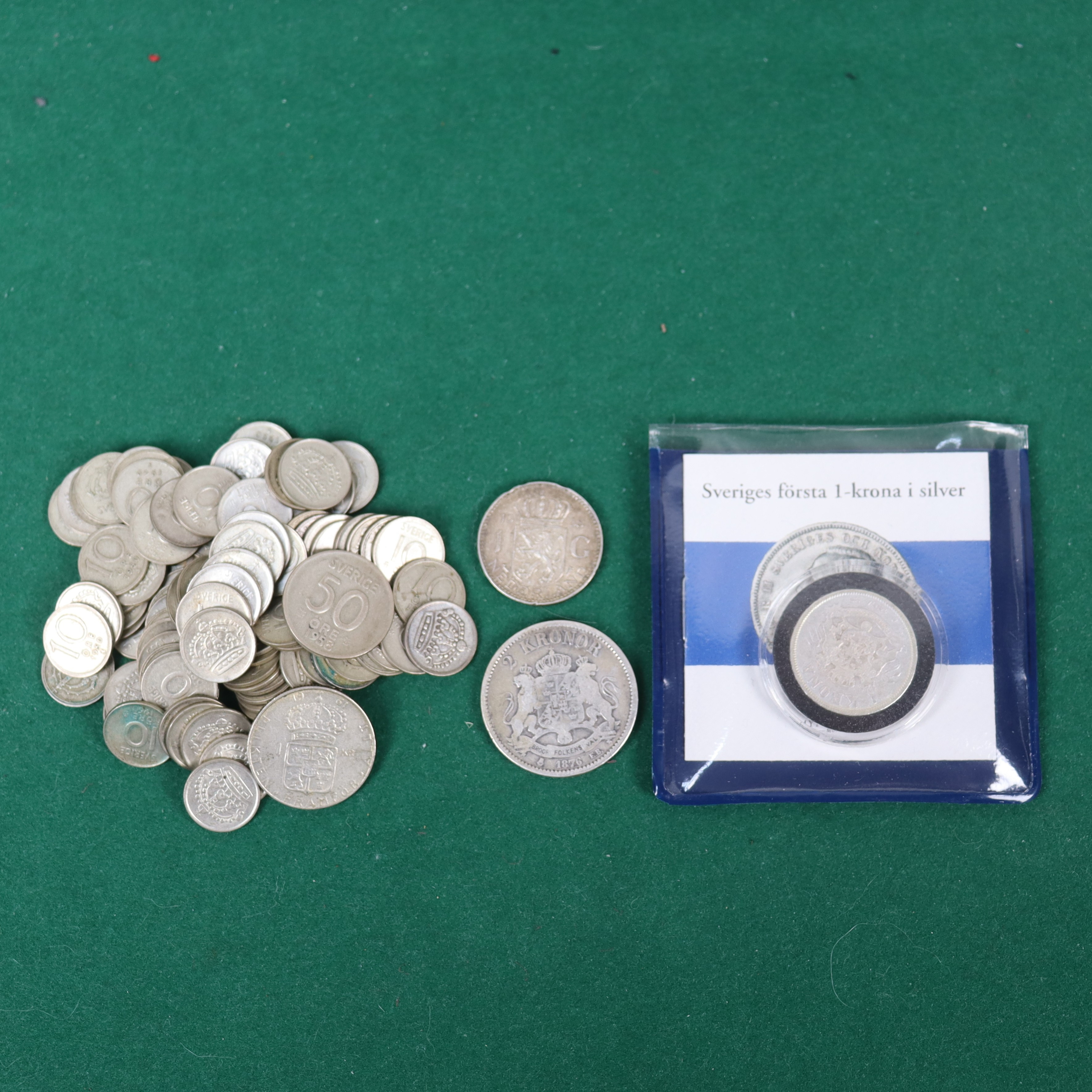 SILVERMYNT, Sverige samt en Nederländsk, totalt 185 gram.