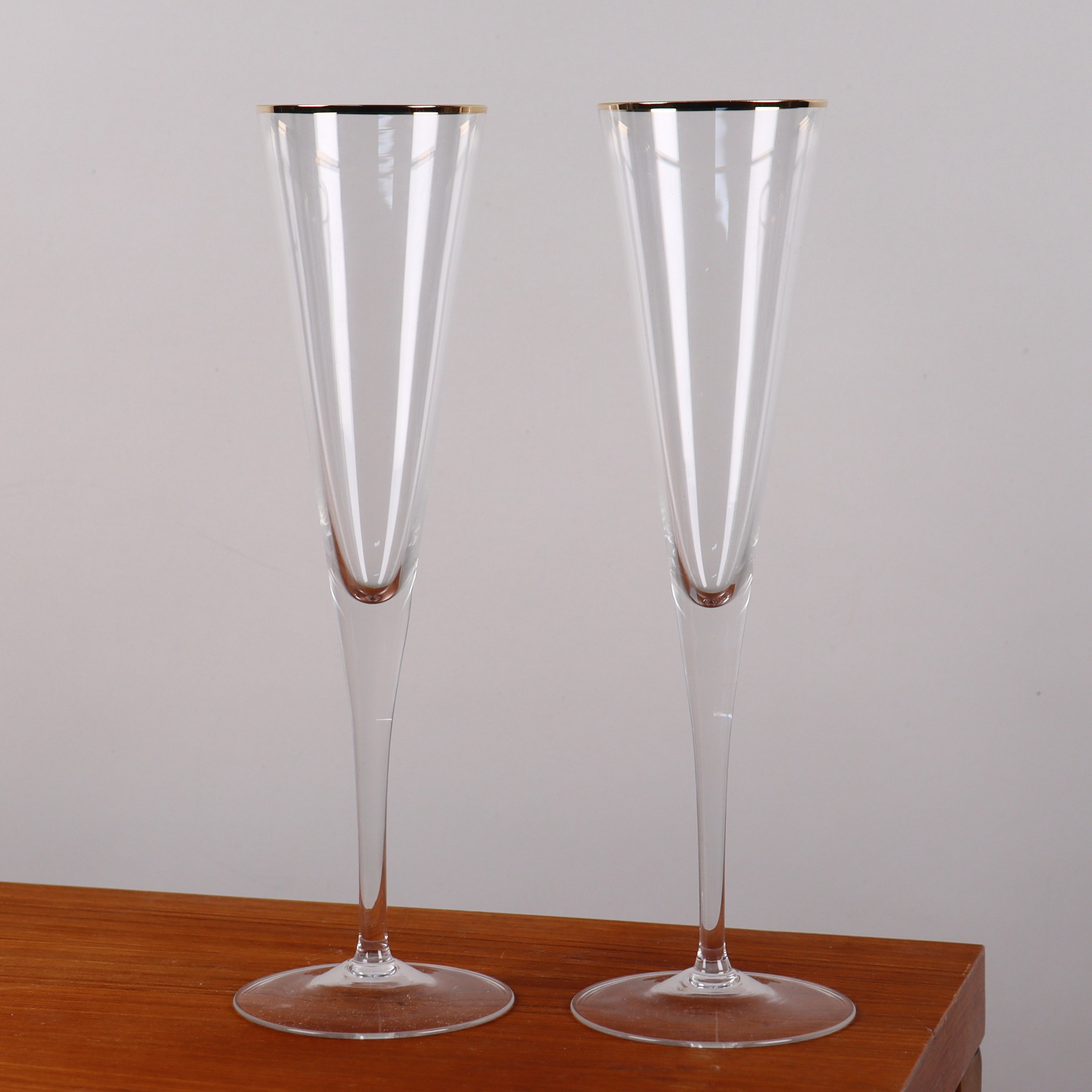CHAMPAGNEGLAS, 8 st, Hallbergs, guldkant.