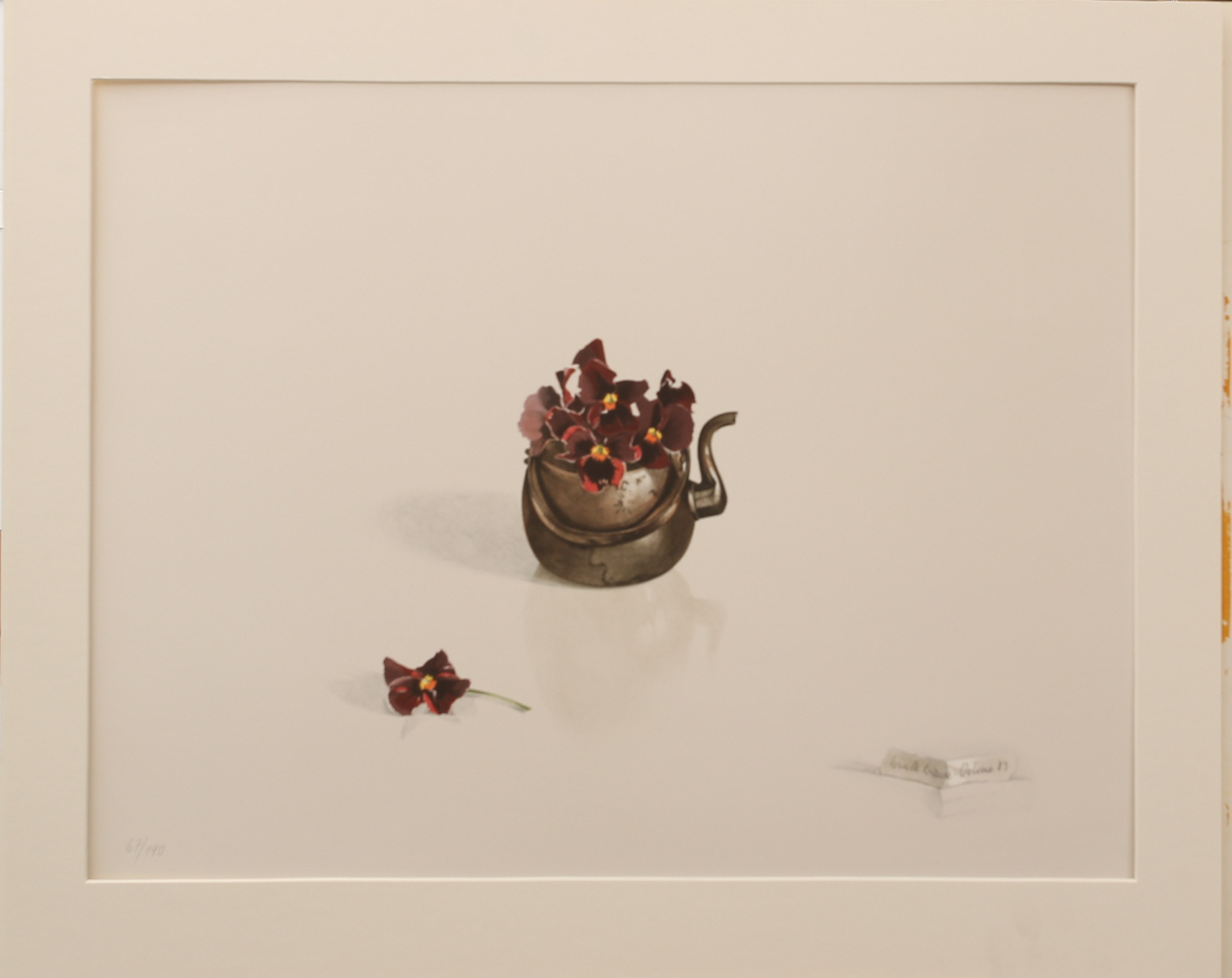 URSULA KRAUSE OEHME, färglitografi , kanna med blommor signerad, daterad-83.