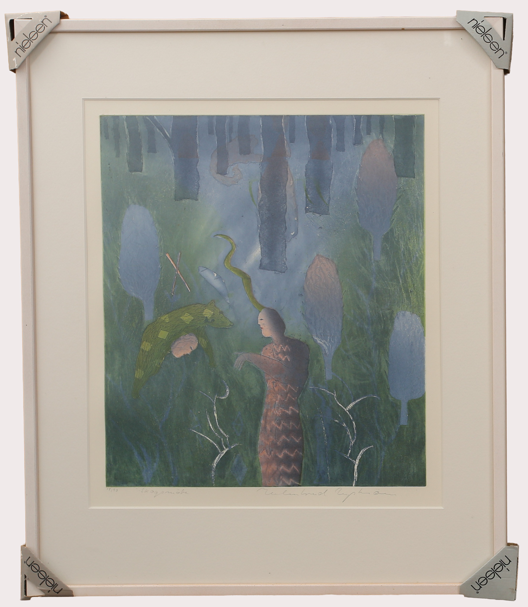 HELMTRUD NYSTRÖM. Färgetsning. "Skogsmöte" numrerad 78/90, signerad.