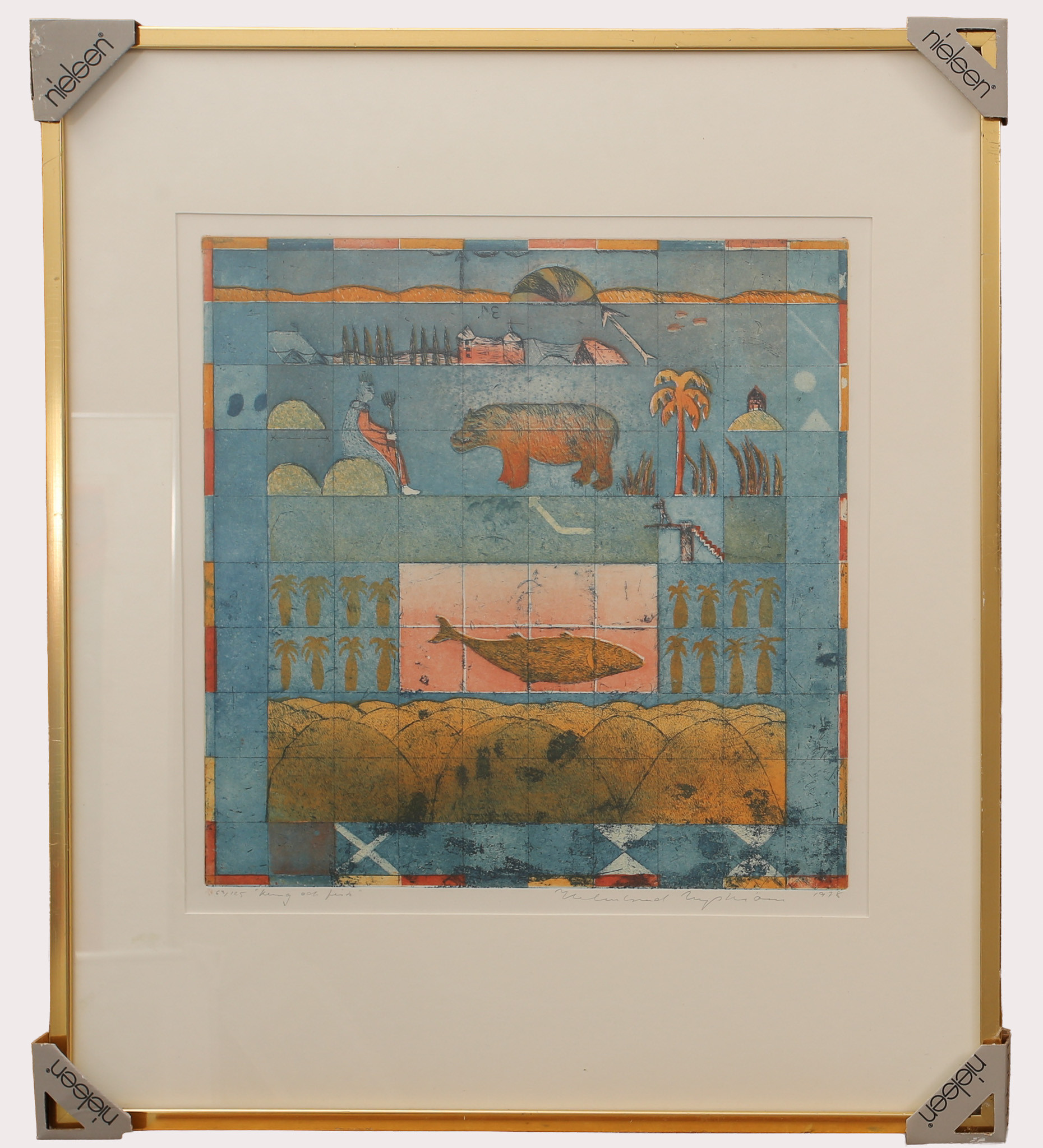 HELMTRUD NYSTRÖM. Färgetsning. "Kung och fisk", numrerad 63/125, signerad, daterad 1978.