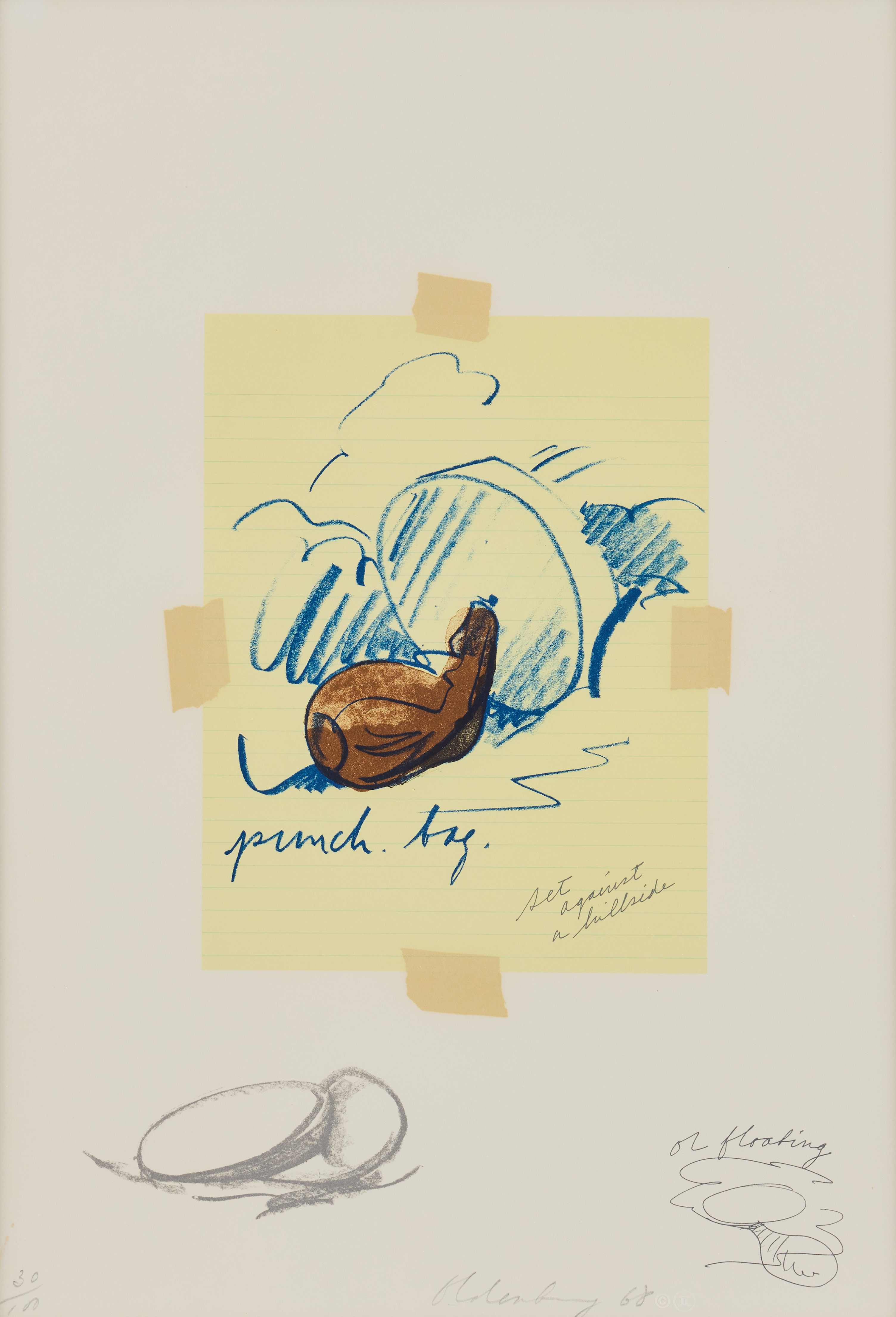 CLAES OLDENBURG (USA 1929-2022). Untitled (Punching bag) ur sviten "Notes".