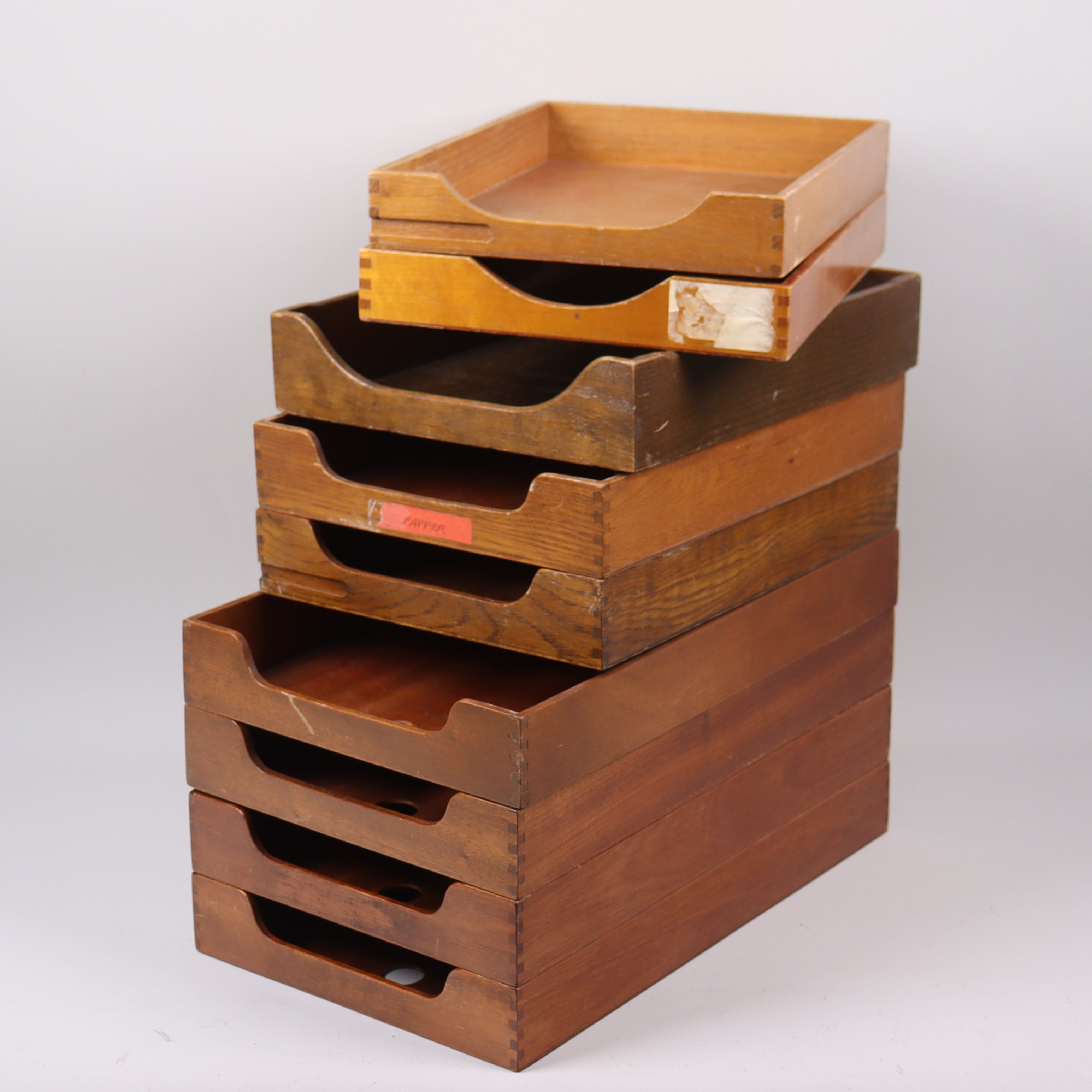 BLANKETTFACK / LÅDOR, betsat trä, 9 st.