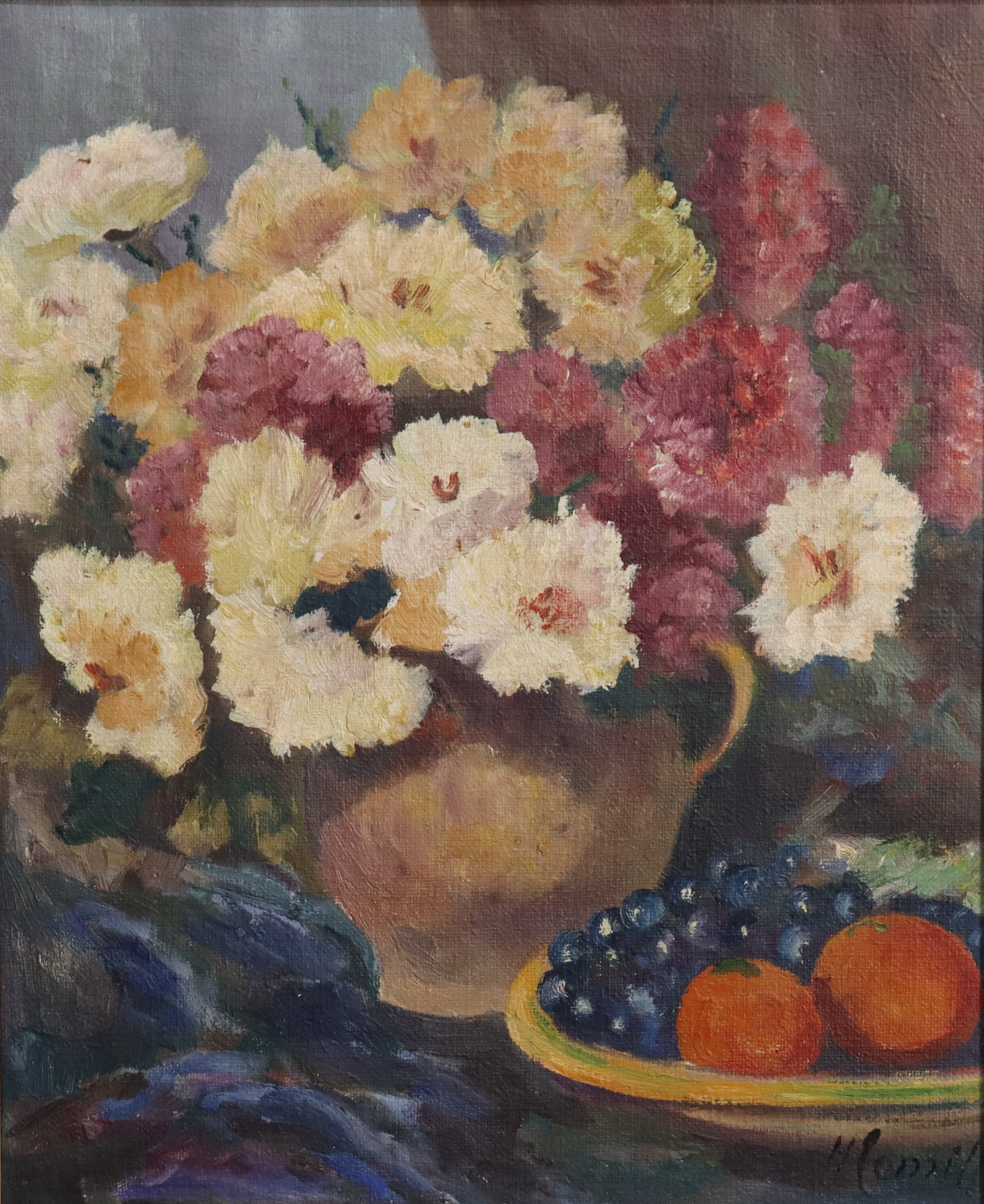 INGE CAMILL. olja på duk, blomsterstilleben.