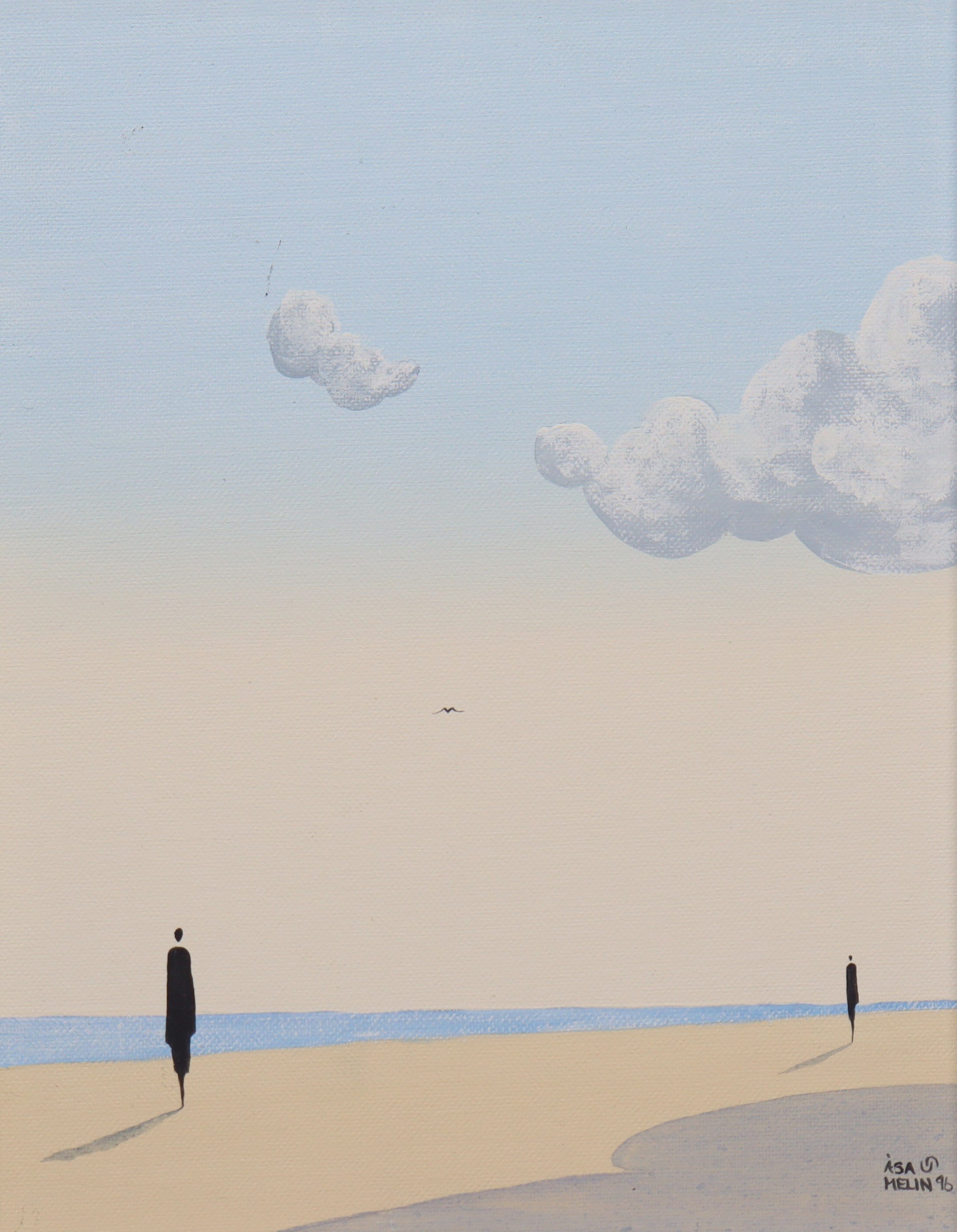 ÅSA MELIN. olja på duk, figurer på strand.