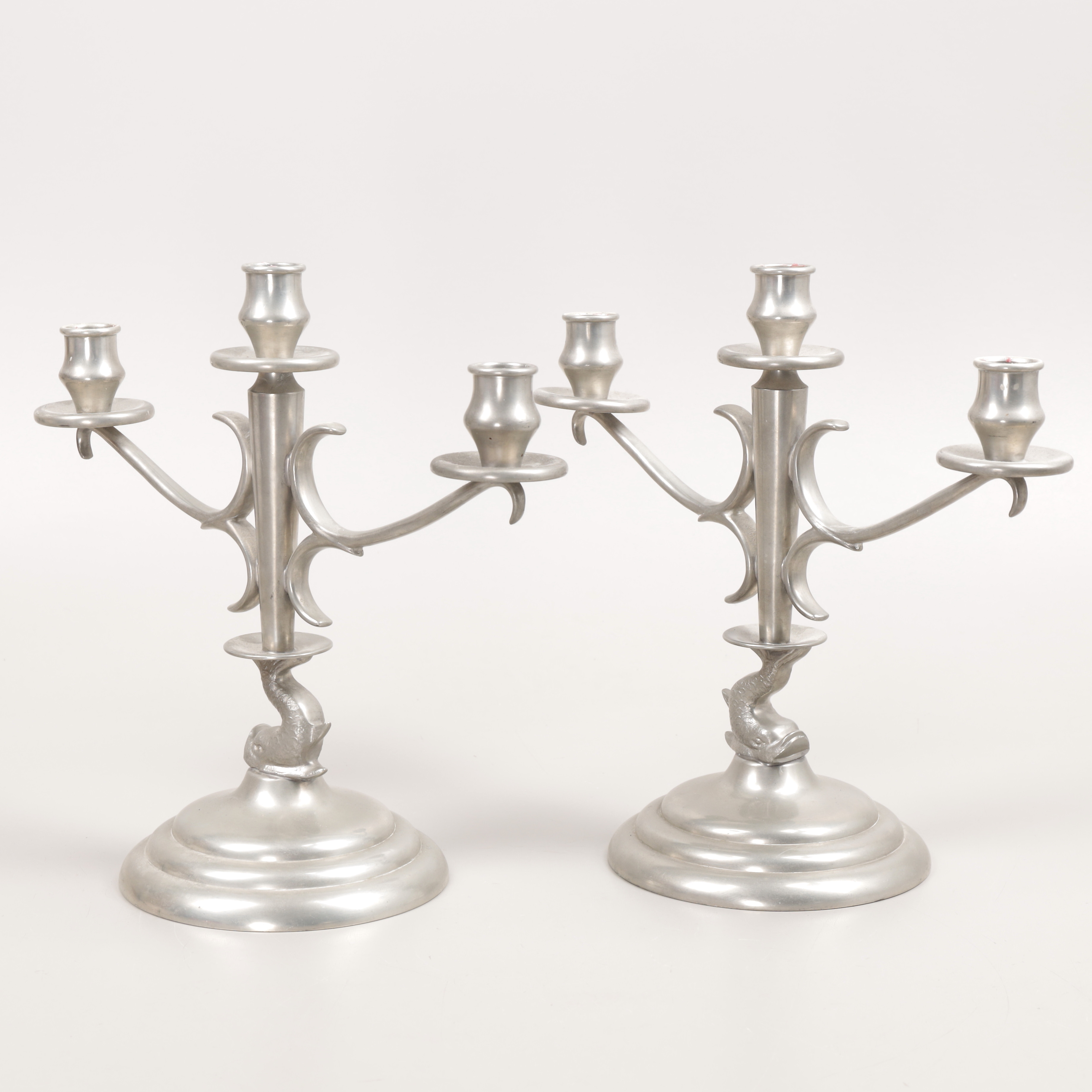 KANDELABRAR, 1 par, tenn, GAB, 1938.