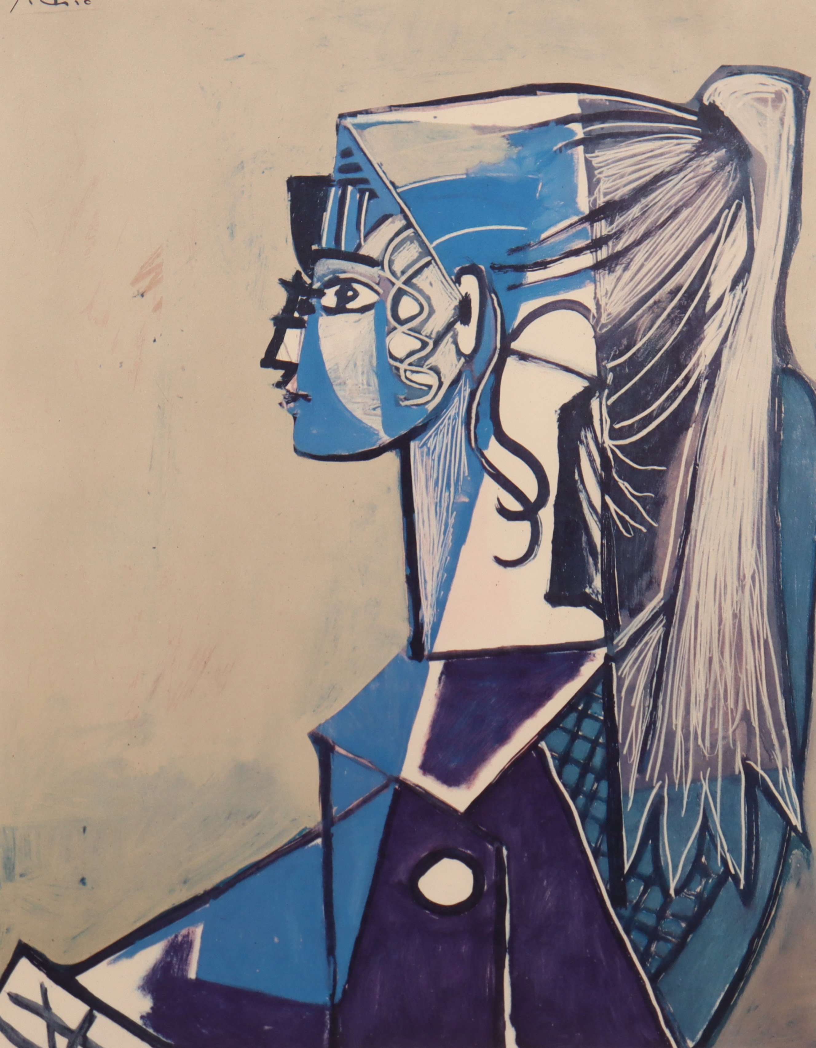 PABLO PICASSO. EFTER. offset, "Sylvette XIII", efter tavlan från 1954.