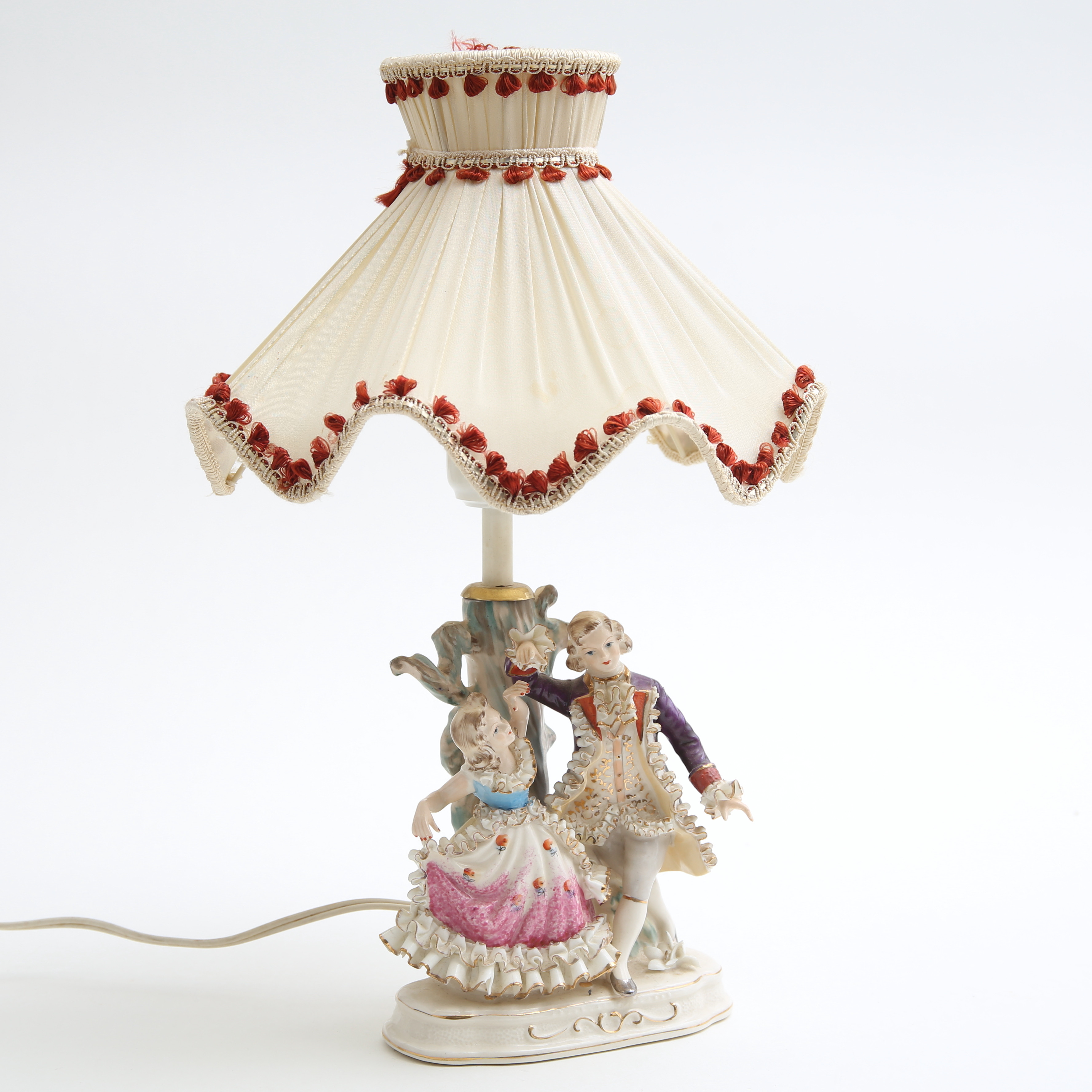 BORDSLAMPA, porslin, rokokostil, omkring 1900-talets mitt.