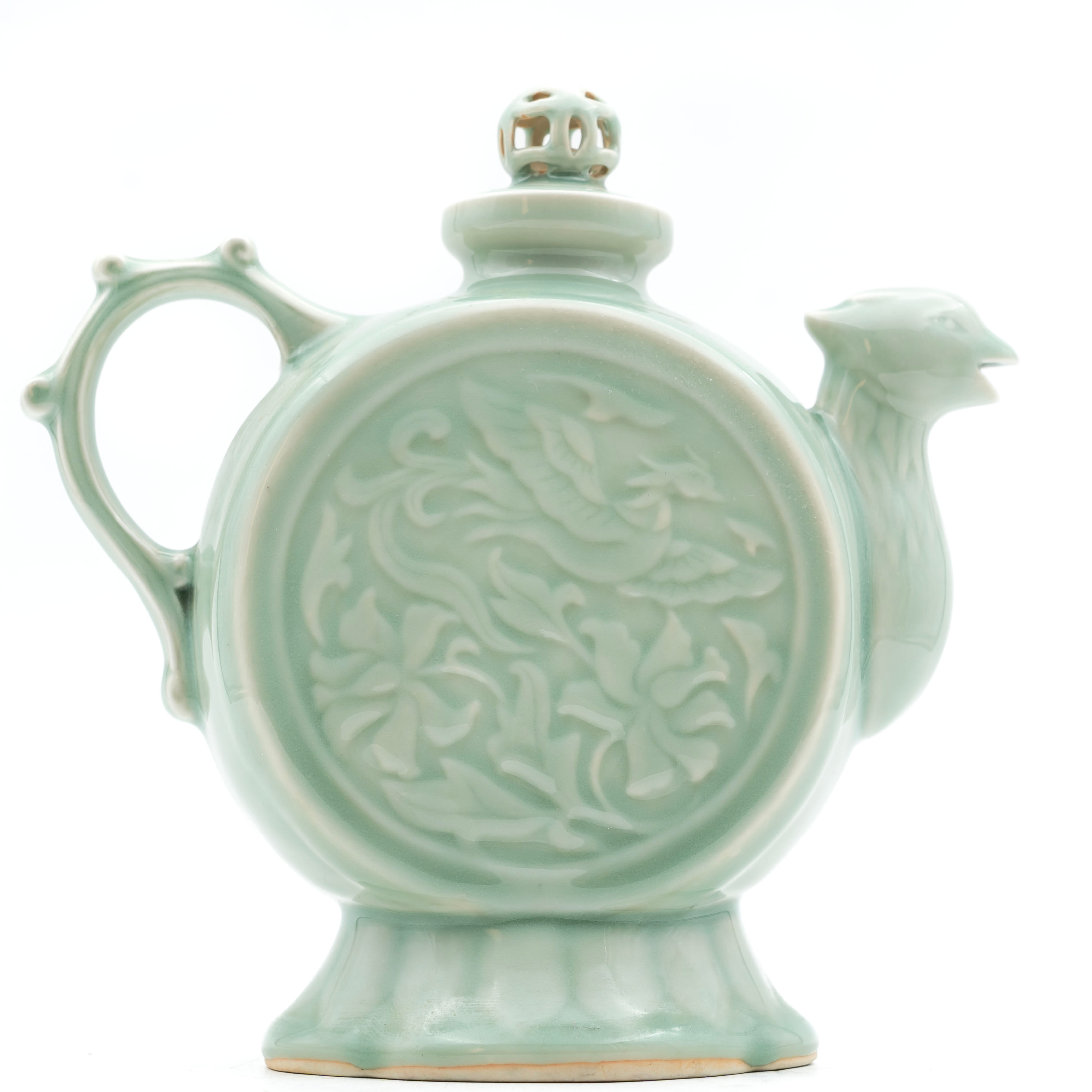 TEKANNA, Fenix-fågel, Celadon, Kina, 1900-tal.