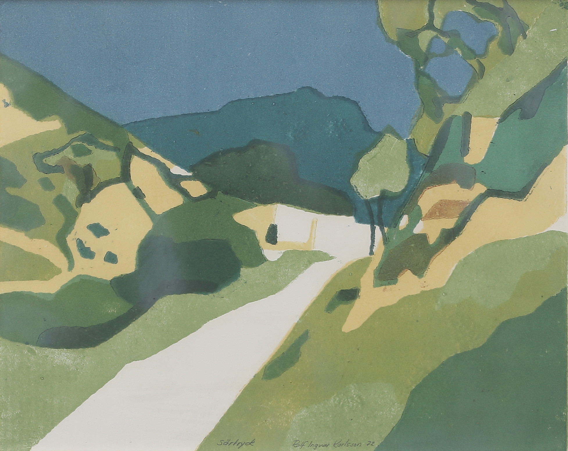 ROLF INGVAR KARLSSON. Landskap, provtryck, signerad, daterad 72.