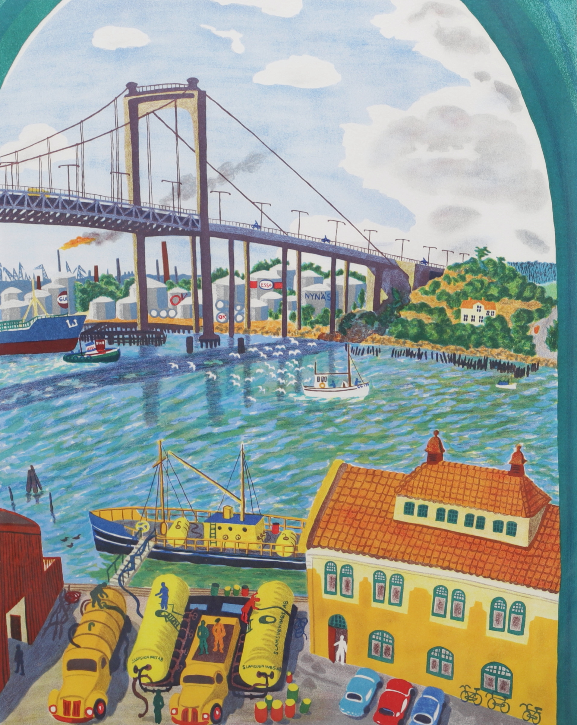 MONA HUSS WALIN. Älvsborgsbron, färglitografi, signerad, numrerad 293/460 och daterad -77.