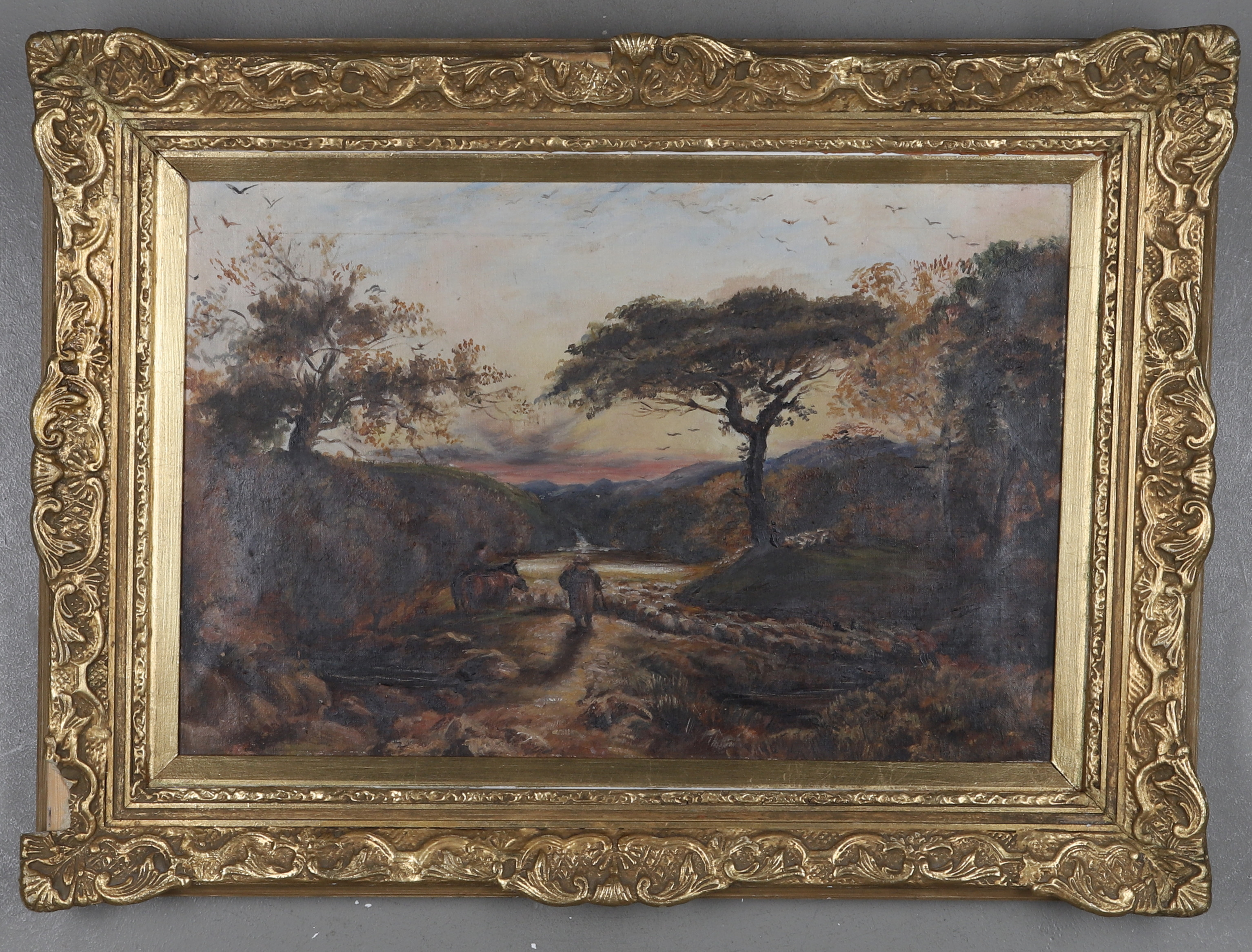 OKÄND KONSTNÄR, olja på duk, landskapsmotiv.