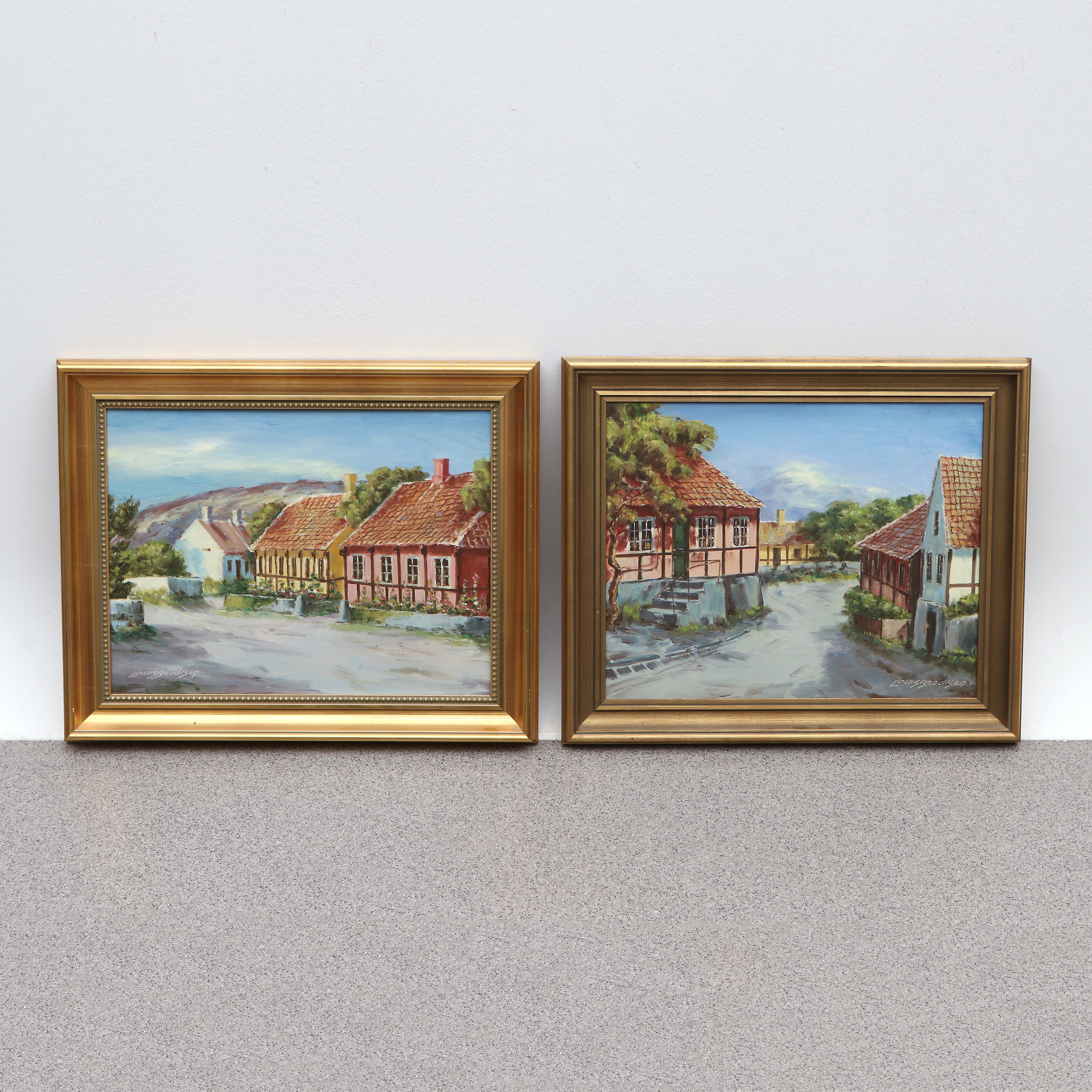 LOUIS BENDISEN. Oljemålningar på duk, två st. "Gudhjem" resp. "Sandvig". Signerade.