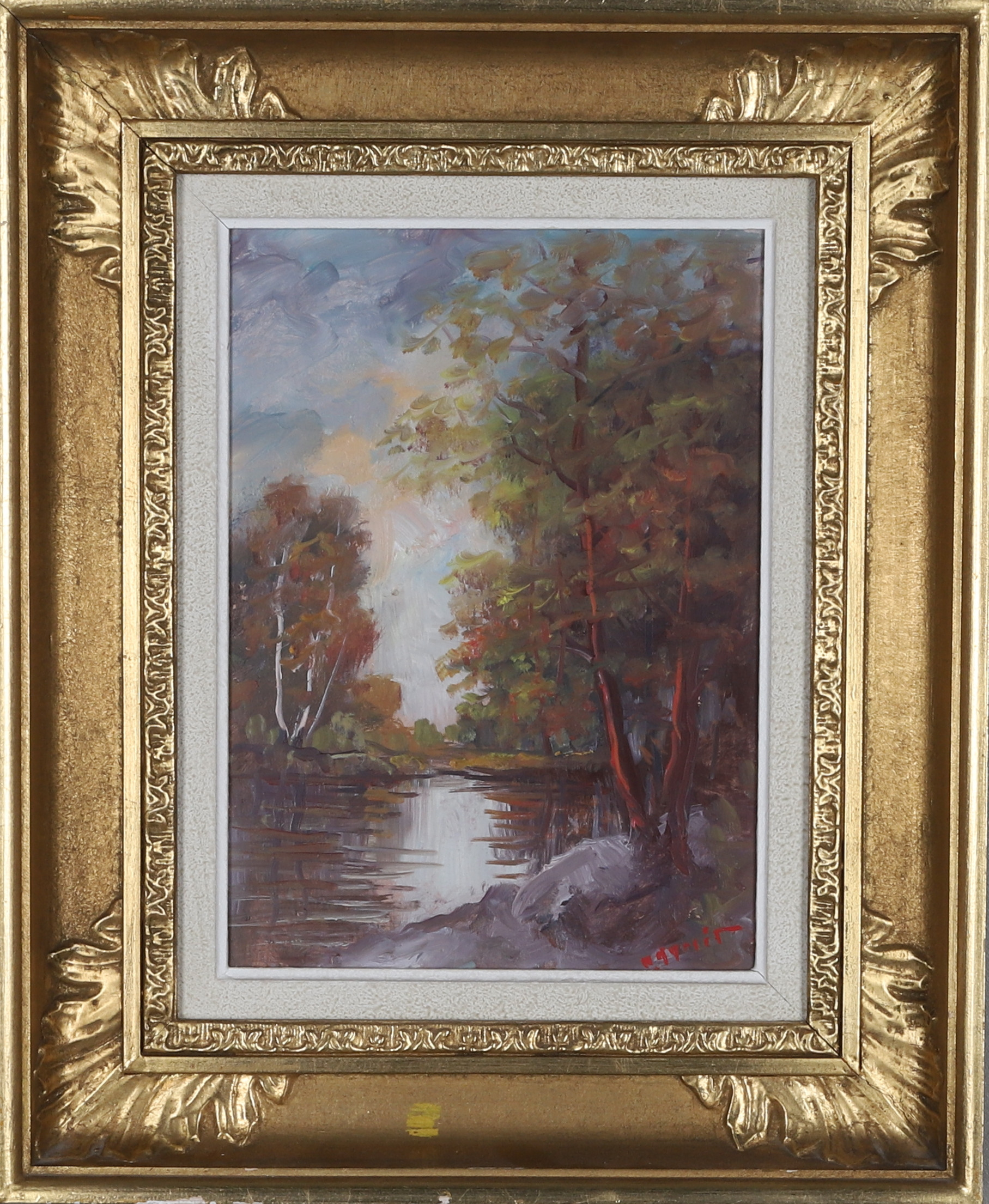 OLOF DYNET. Olja på pannå, landskapsmotiv, signerad.