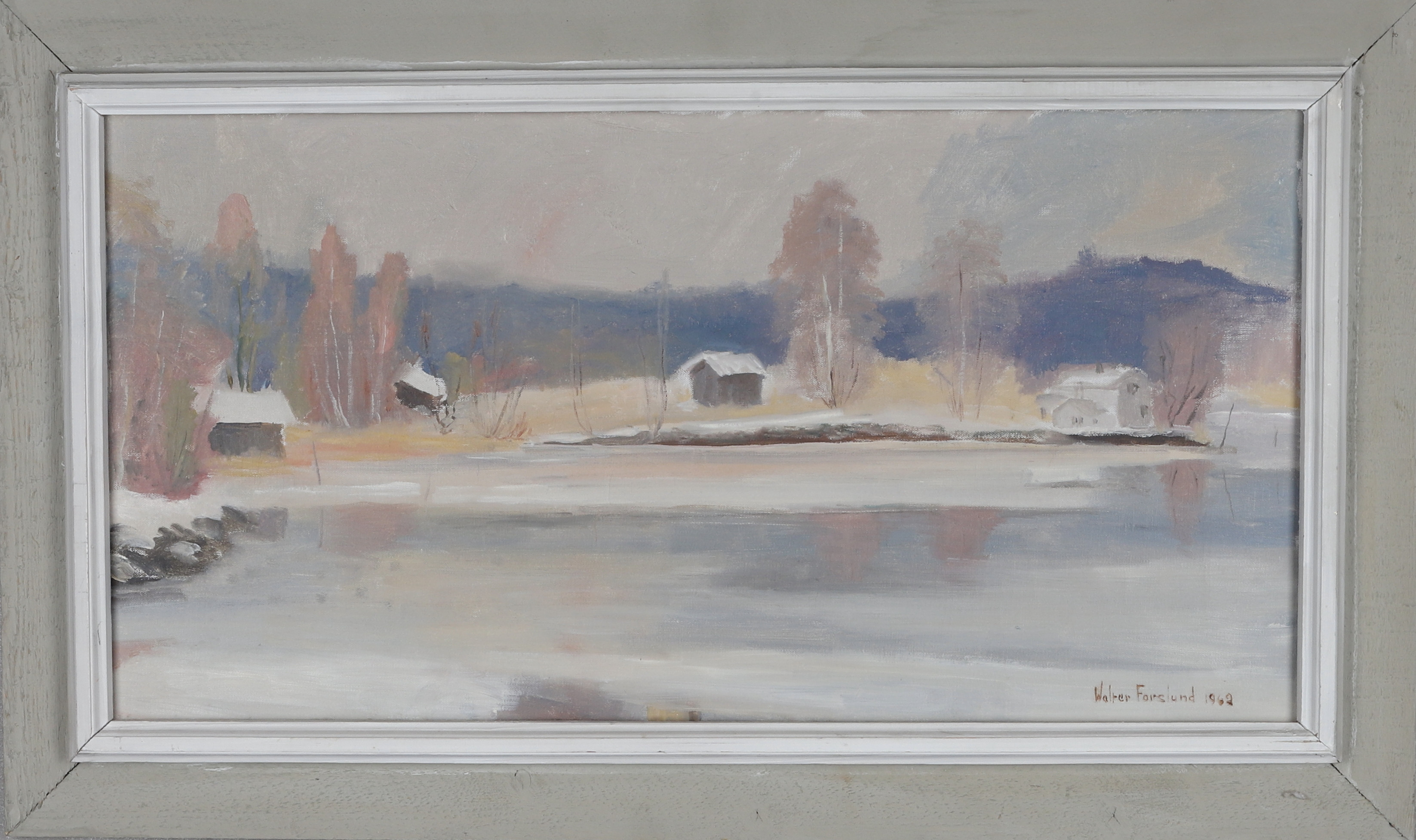 WALTER FORSLUND. Olja på duk, vid sjön, signerad och daterad 1962.