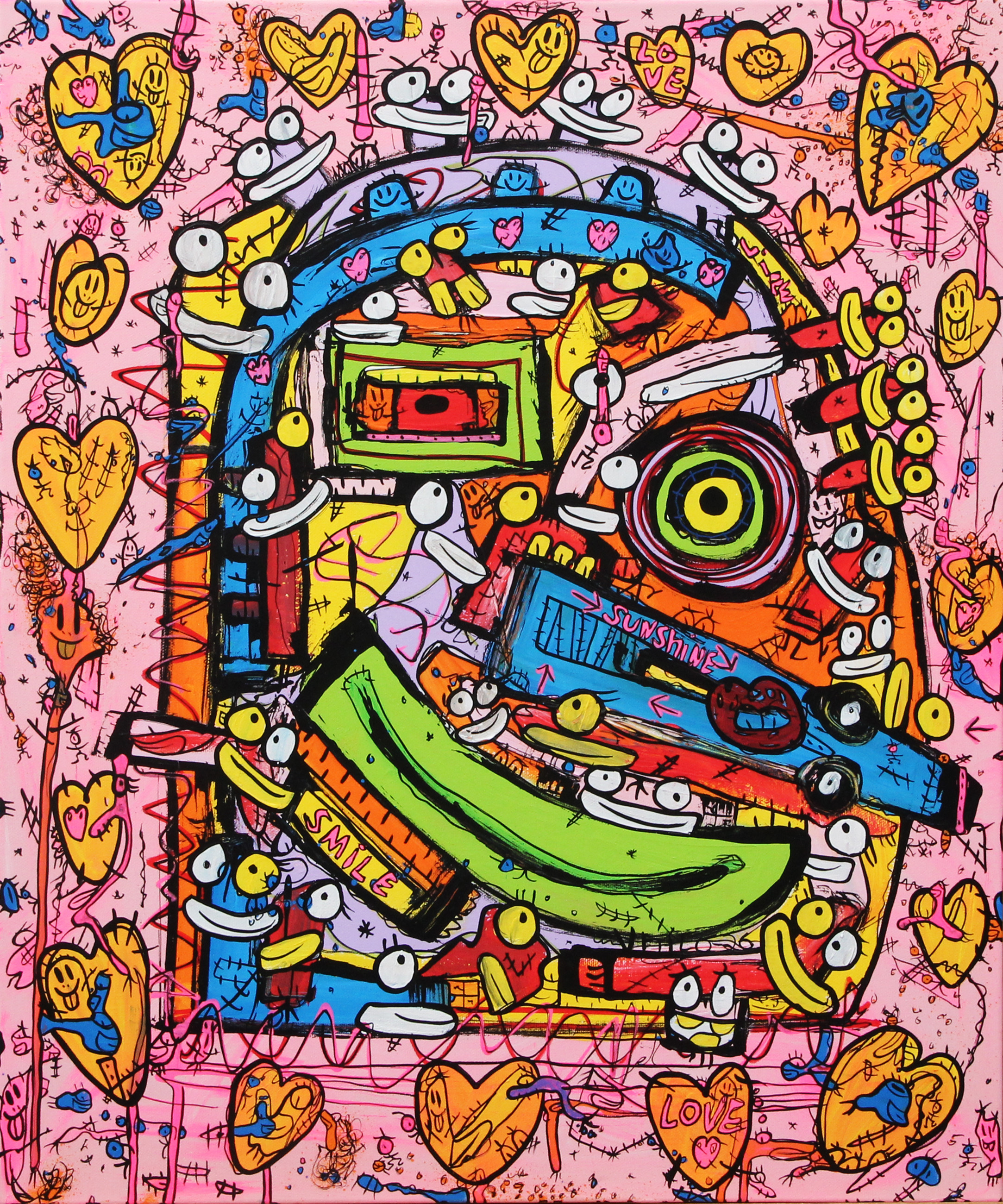 VHILO H PERSSON. AKRYL, på duk "When Love Kiss Your Nose Blue" (Happy Valentines) signerad, 2026.