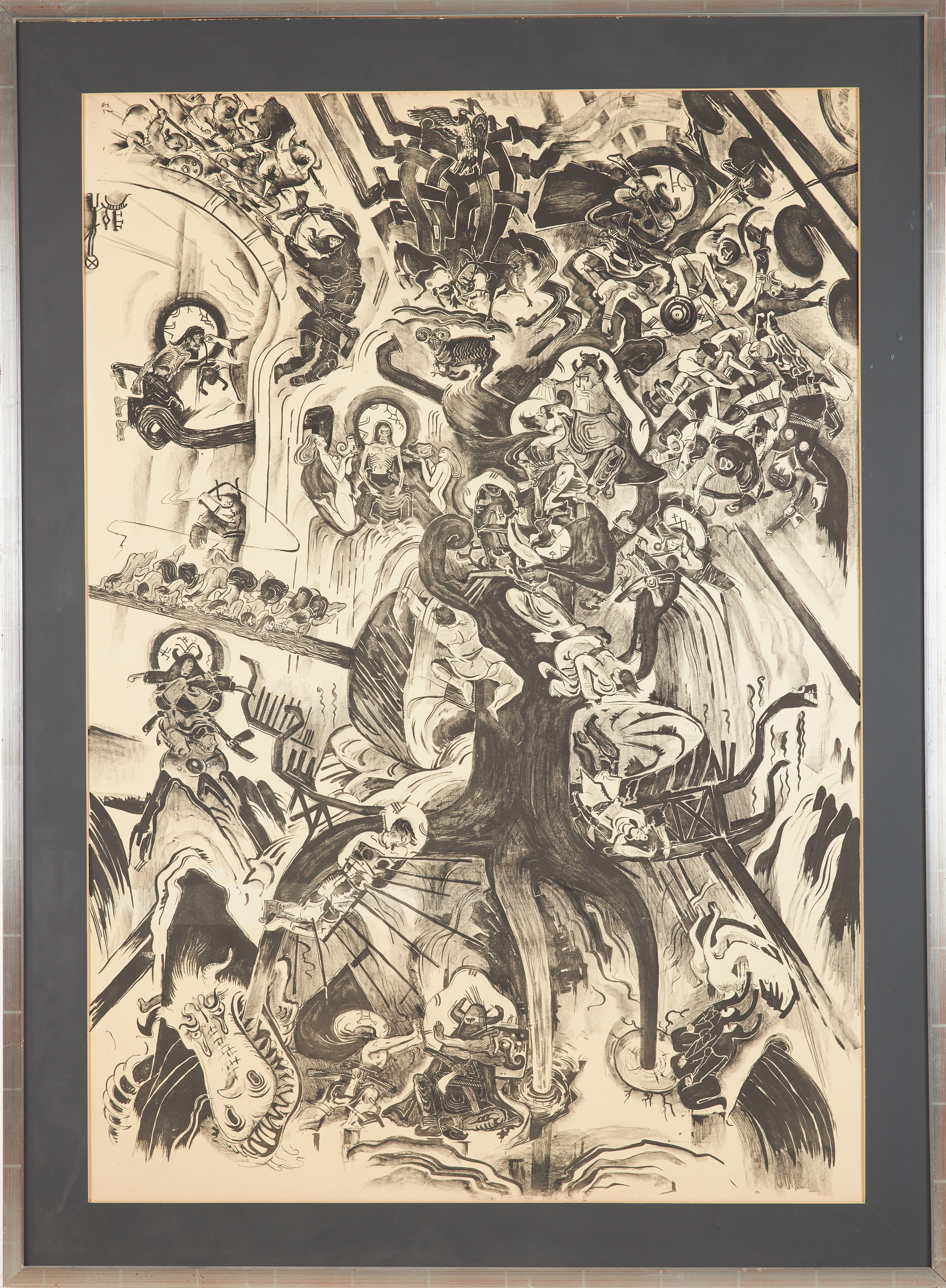 OSSIAN ELGSTRÖM. "Odins Offer", litografi, signerad tryck.