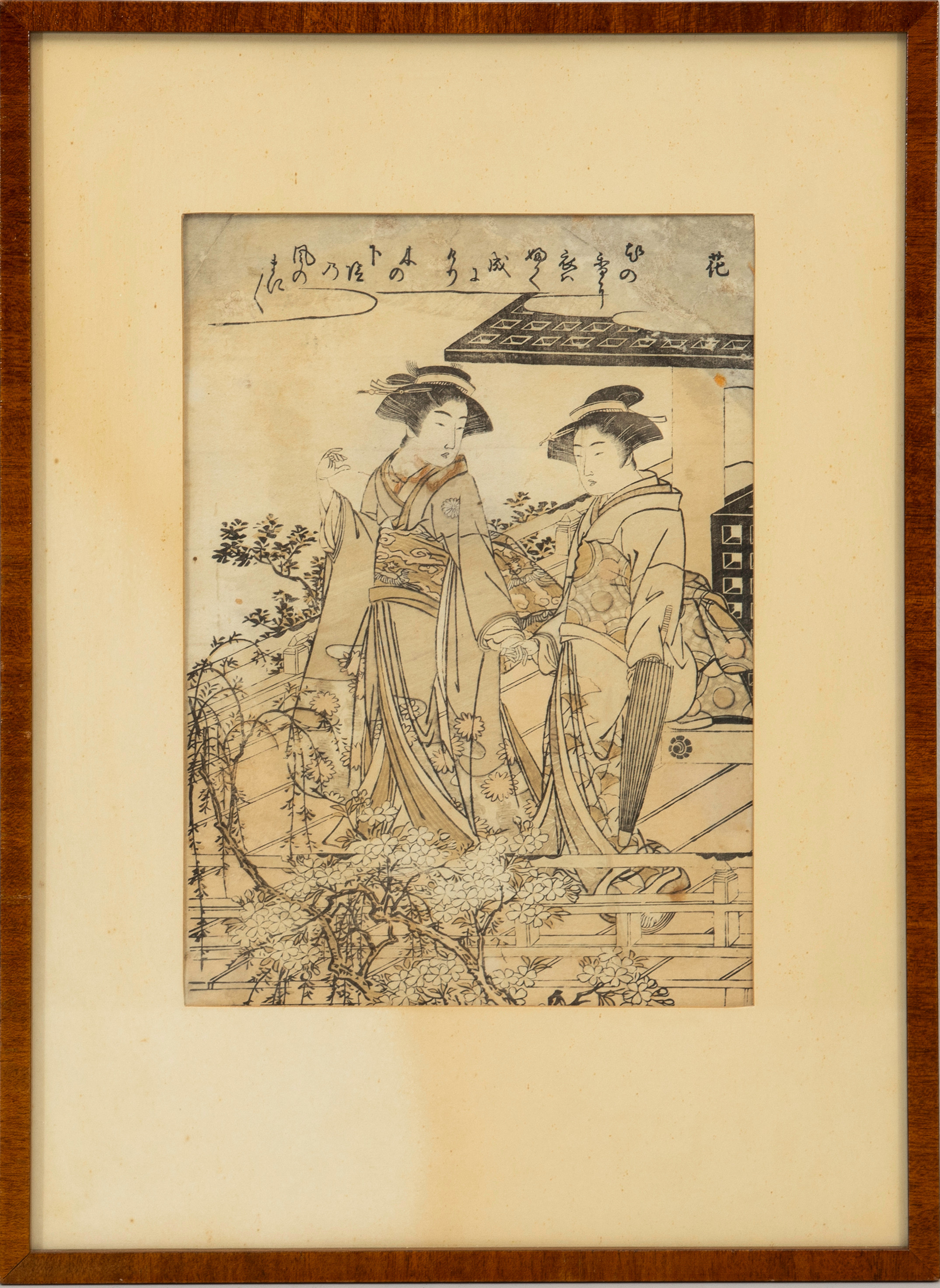 KITAO SHIGEMASA (1739-1820). TILLSKRIVEN. "Kurtisaner" träsnitt, Japan, Edo, omkring 1800.