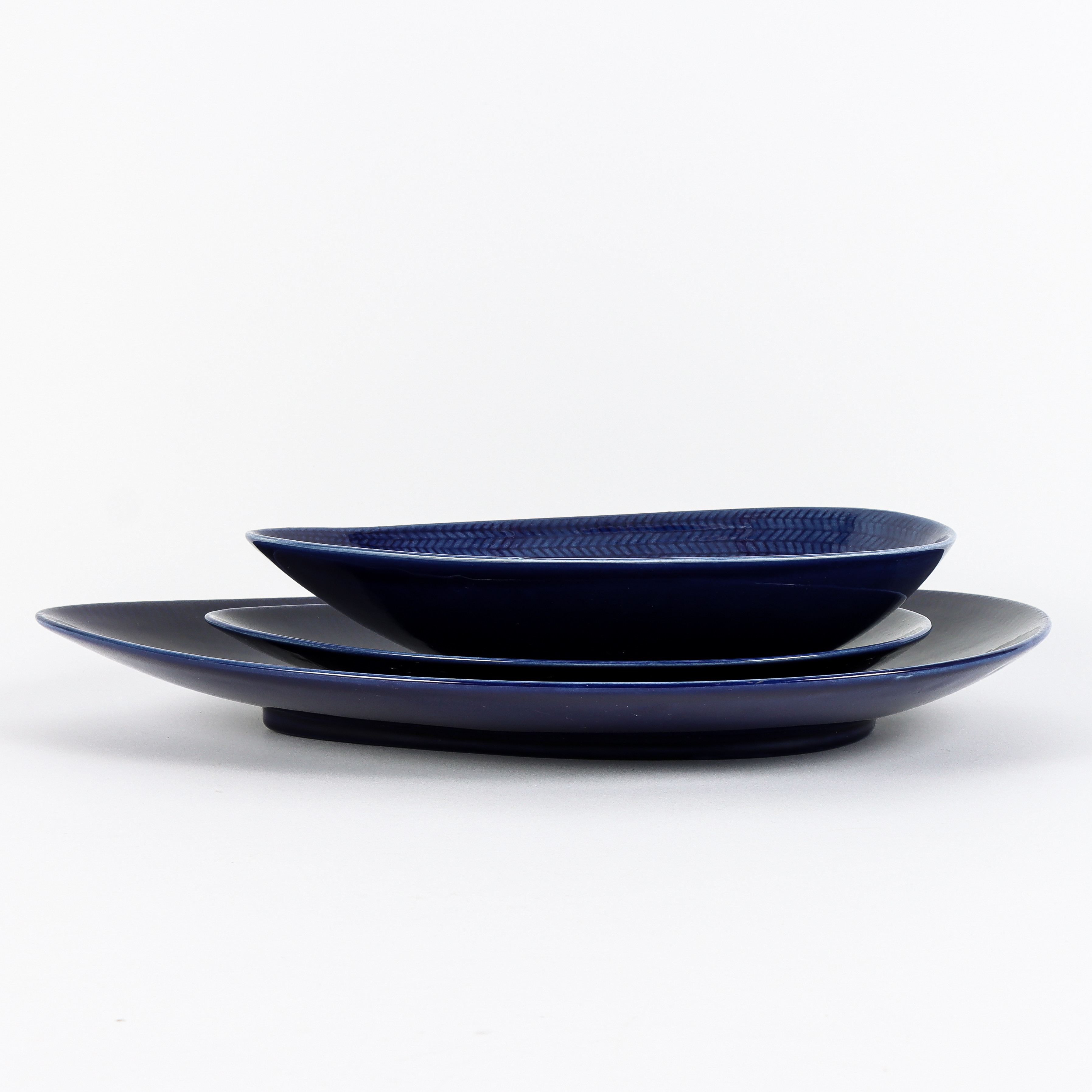 HERTHA BENGTSON. Serveringsfat 4 stycken, Rörstrand, Blå Eld.