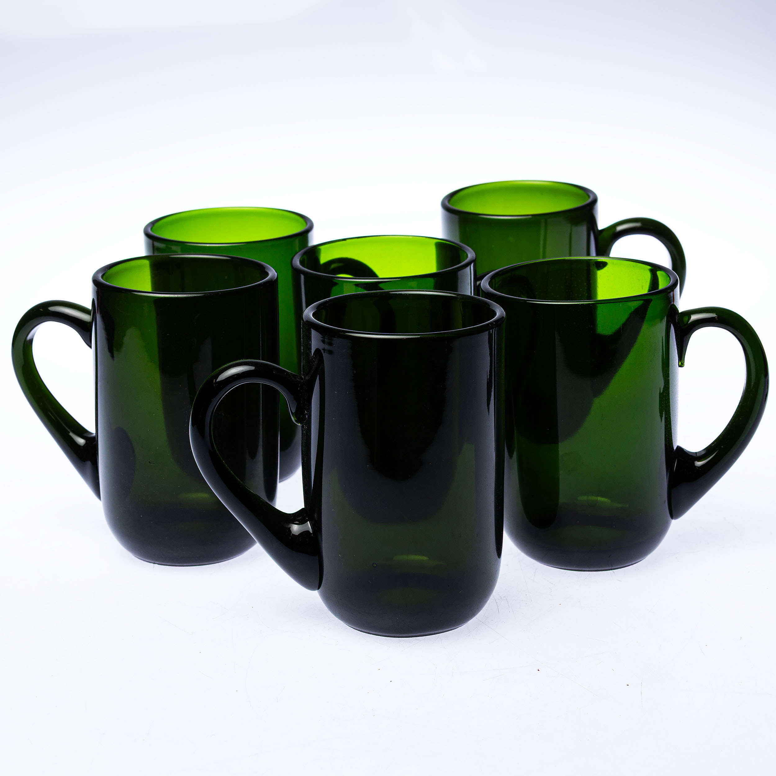 ÖLSEJDLAR, 6 st, olivgrönt glas, 1900-talets andra hälft.