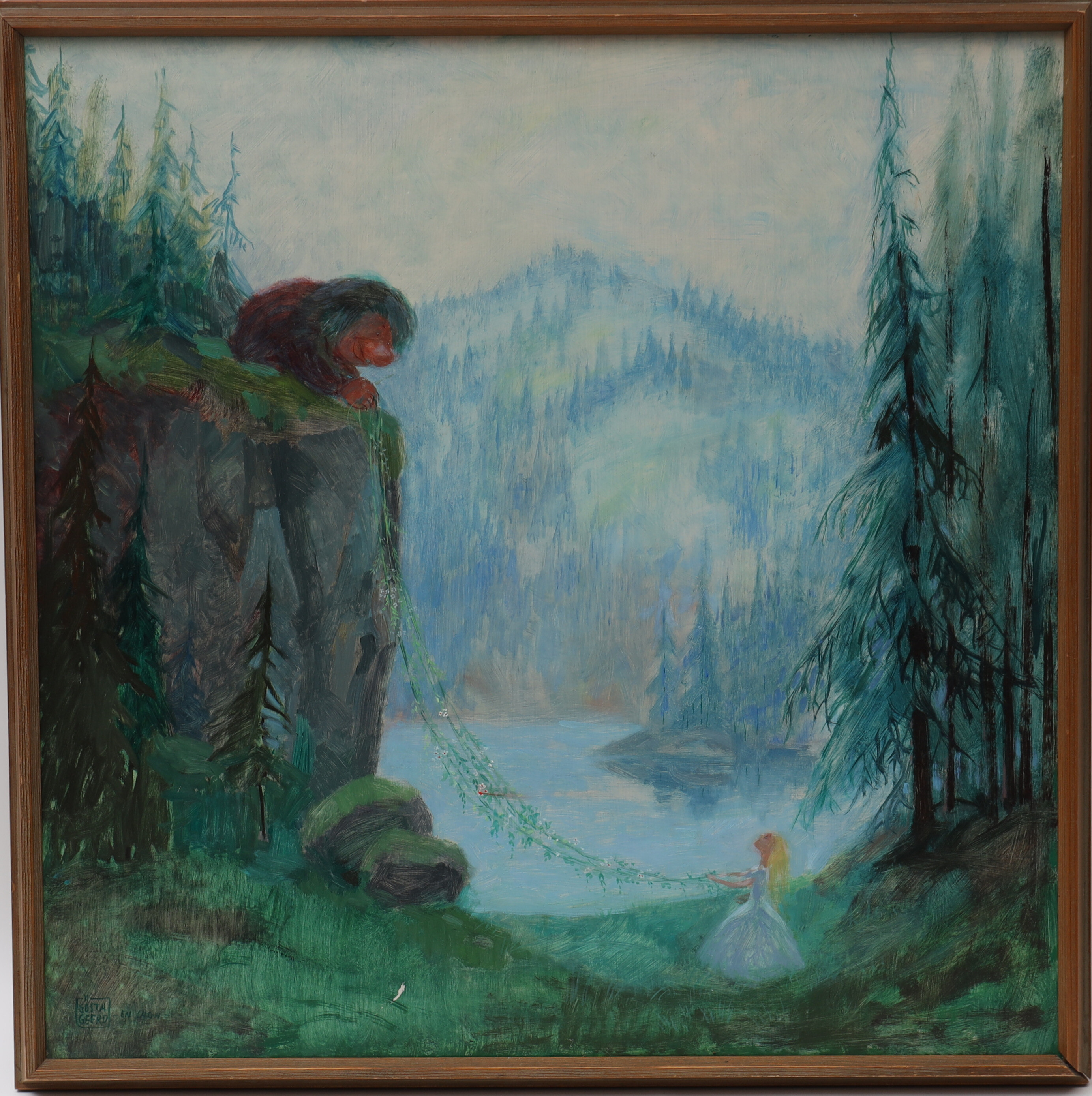 GÖSTA GEERD. "En saga" signerad, oljemålning på pannå.