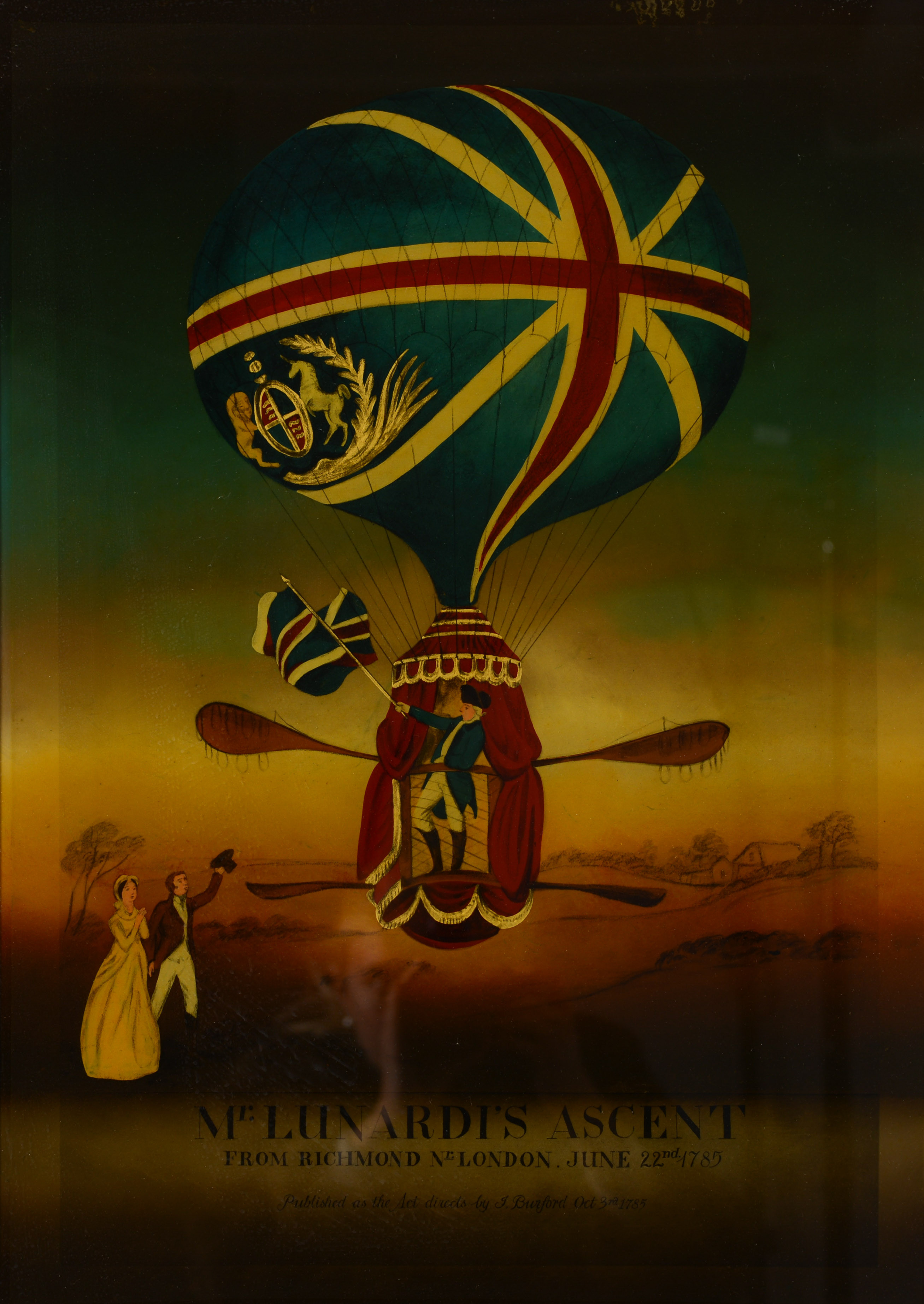 OIDENTIFIERAD KONSTNÄR. "Lunardi´s Ascent from Richmond", litografi.