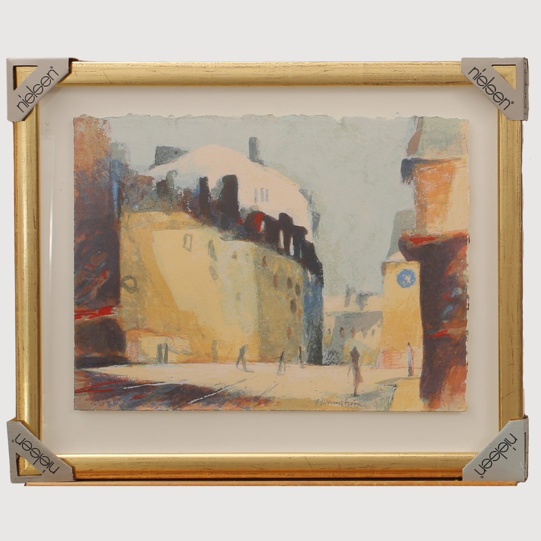 BERNDT. WERNSTRÖM. Screentryck, människor i stadsmiljö, numrerad 86/160, signerad.