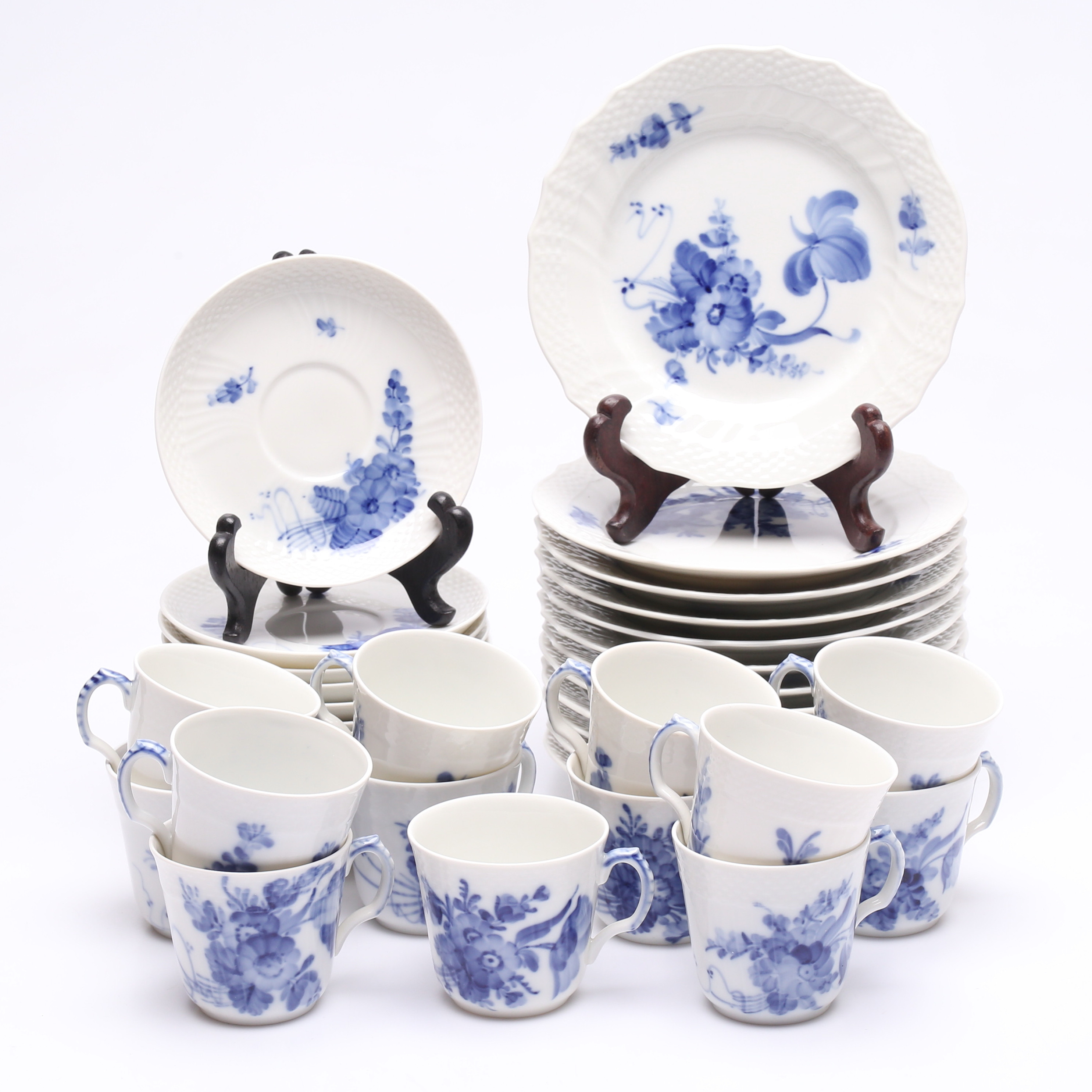 MOCCAKOPPAR, 25 delar, Blå Blomst, Royal Copenhagen, Danmark.