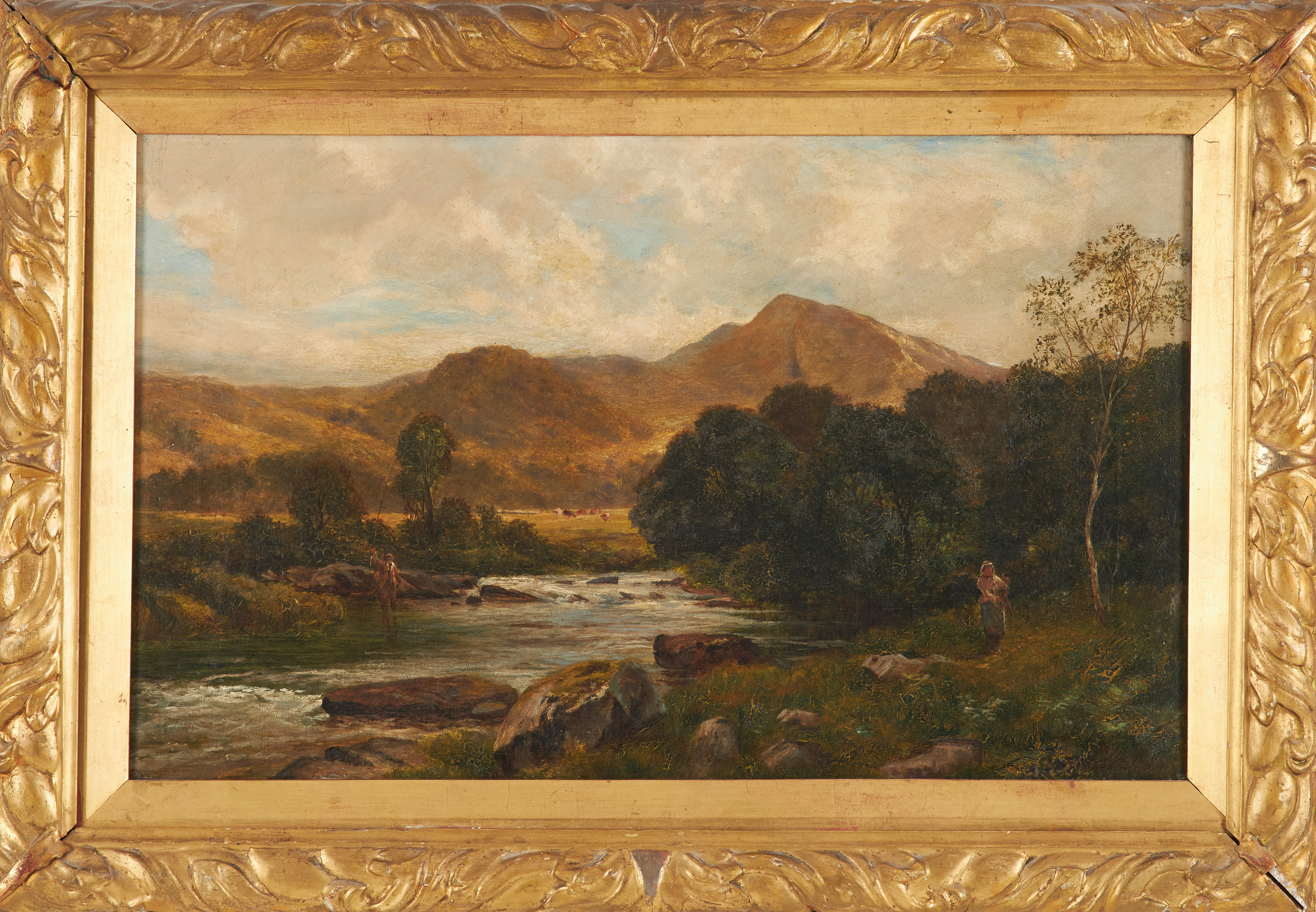 OKÄND KONSTNÄR. Landskap med fors, 1800-tal, olja på duk.