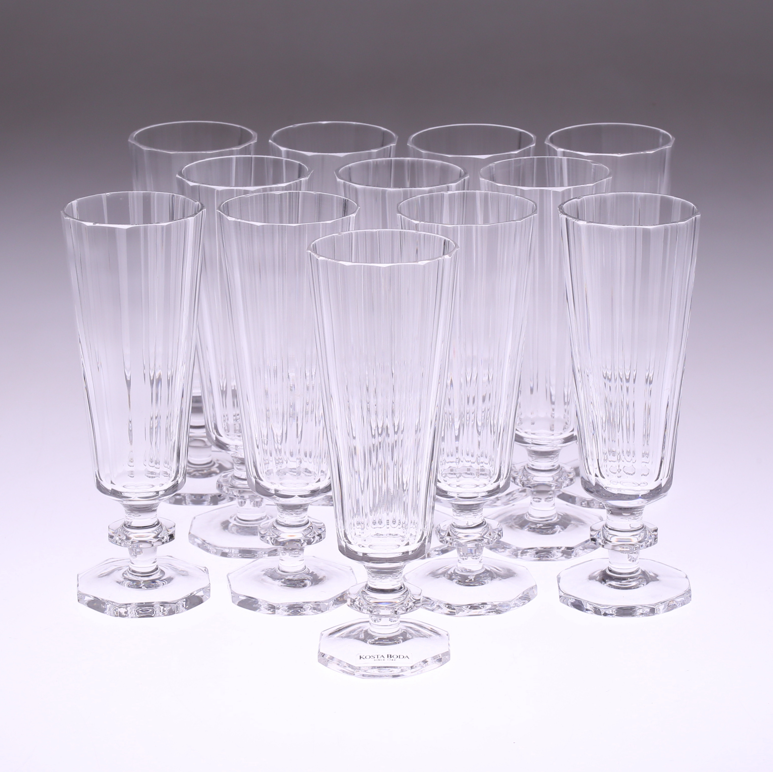 ELIS BERGH. Champagneglas, 12 st, "Karlberg", Kosta/Kosta Boda.