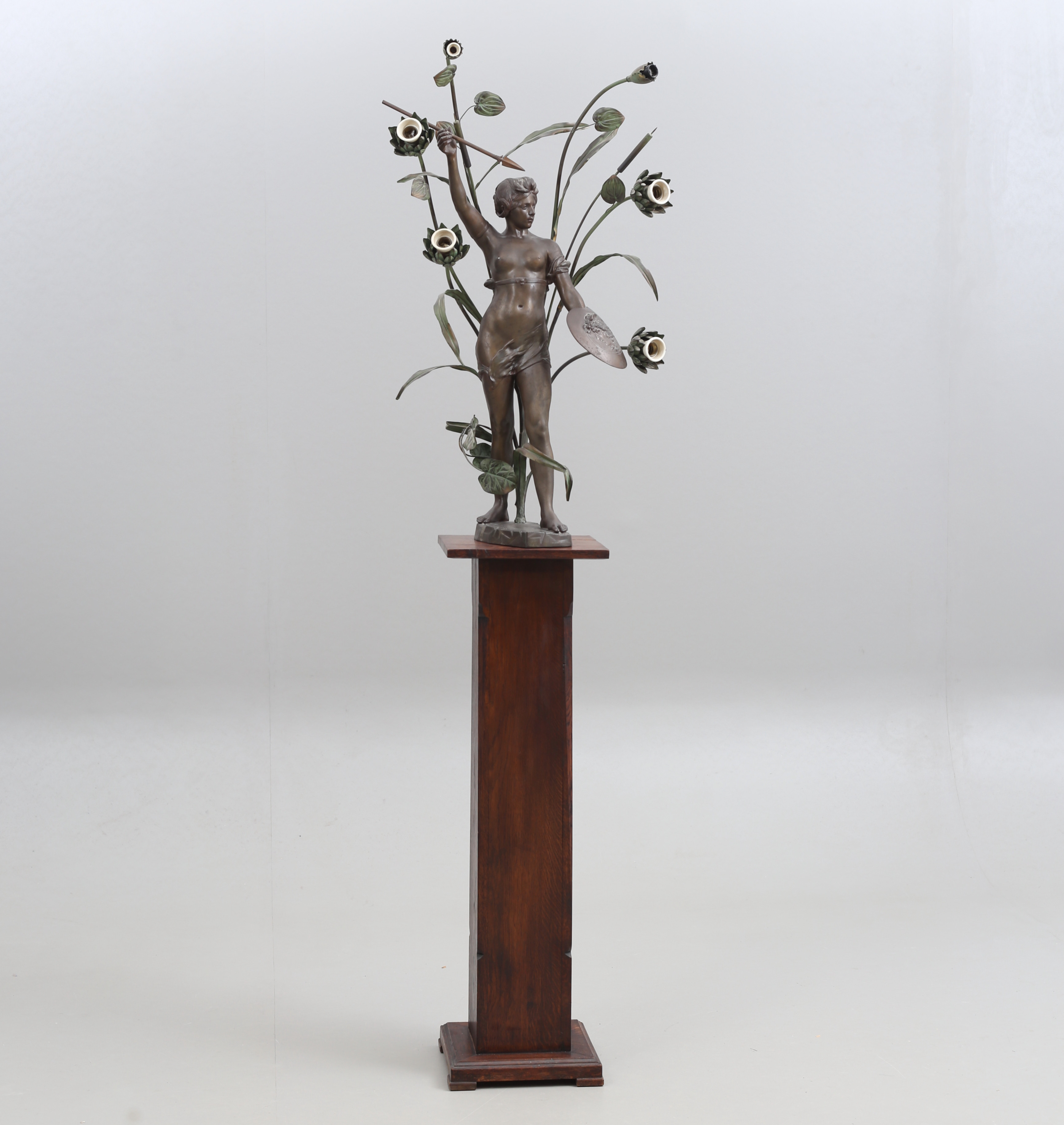 LAMPA, samt PIEDESTAL, Art Nouveau, Paul Aichele, Tyskland, tidigt 1900-tal.