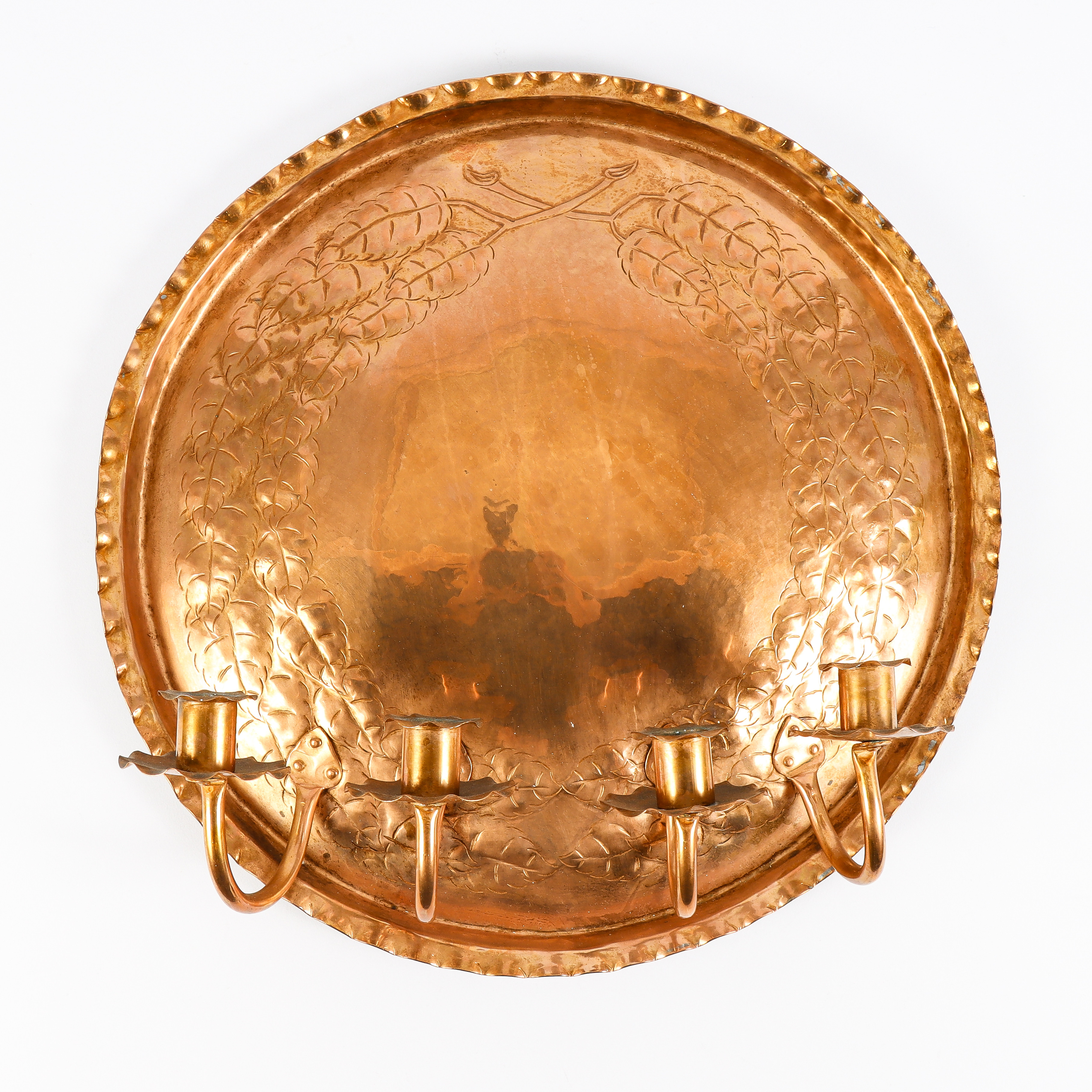 LJUSPLÅT koppar, för 4 ljus, 1900-tal.