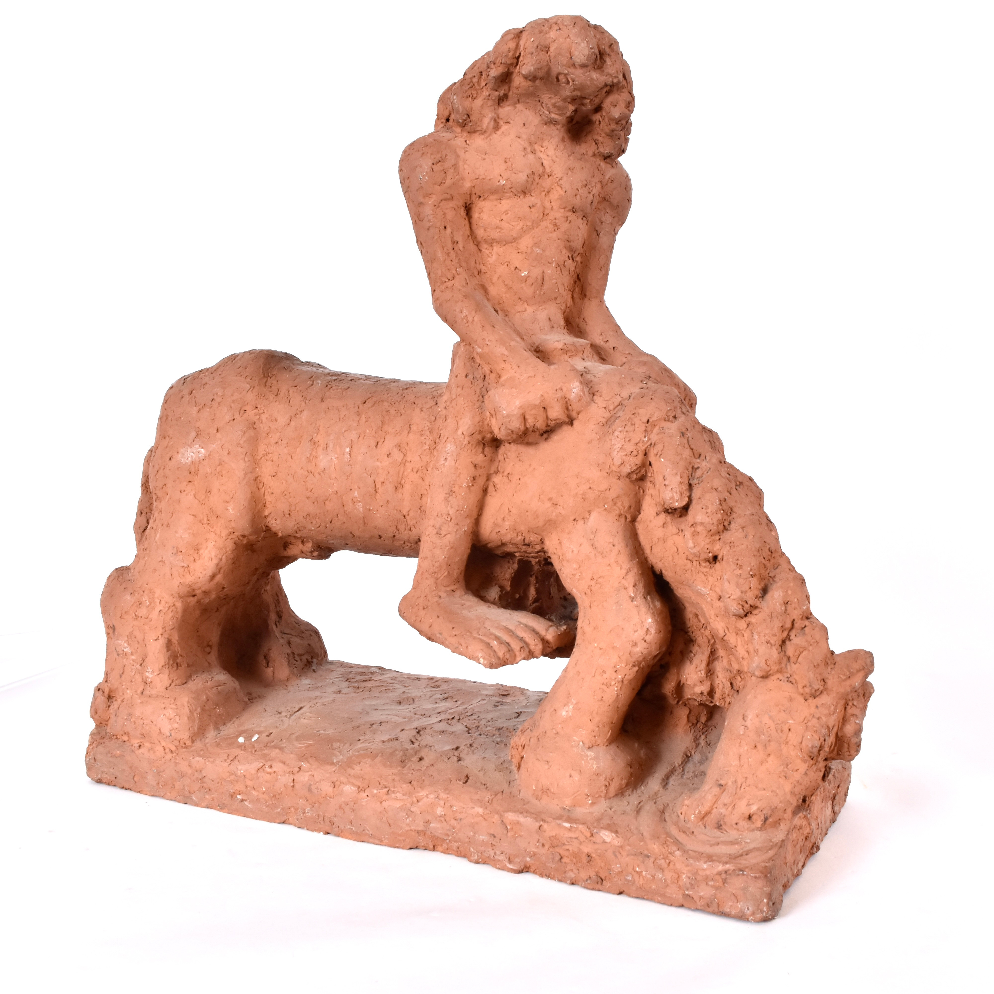 AXEL "AXA" ANDERSSON. skulptur, terrakotta, ryttare på drickande häst.