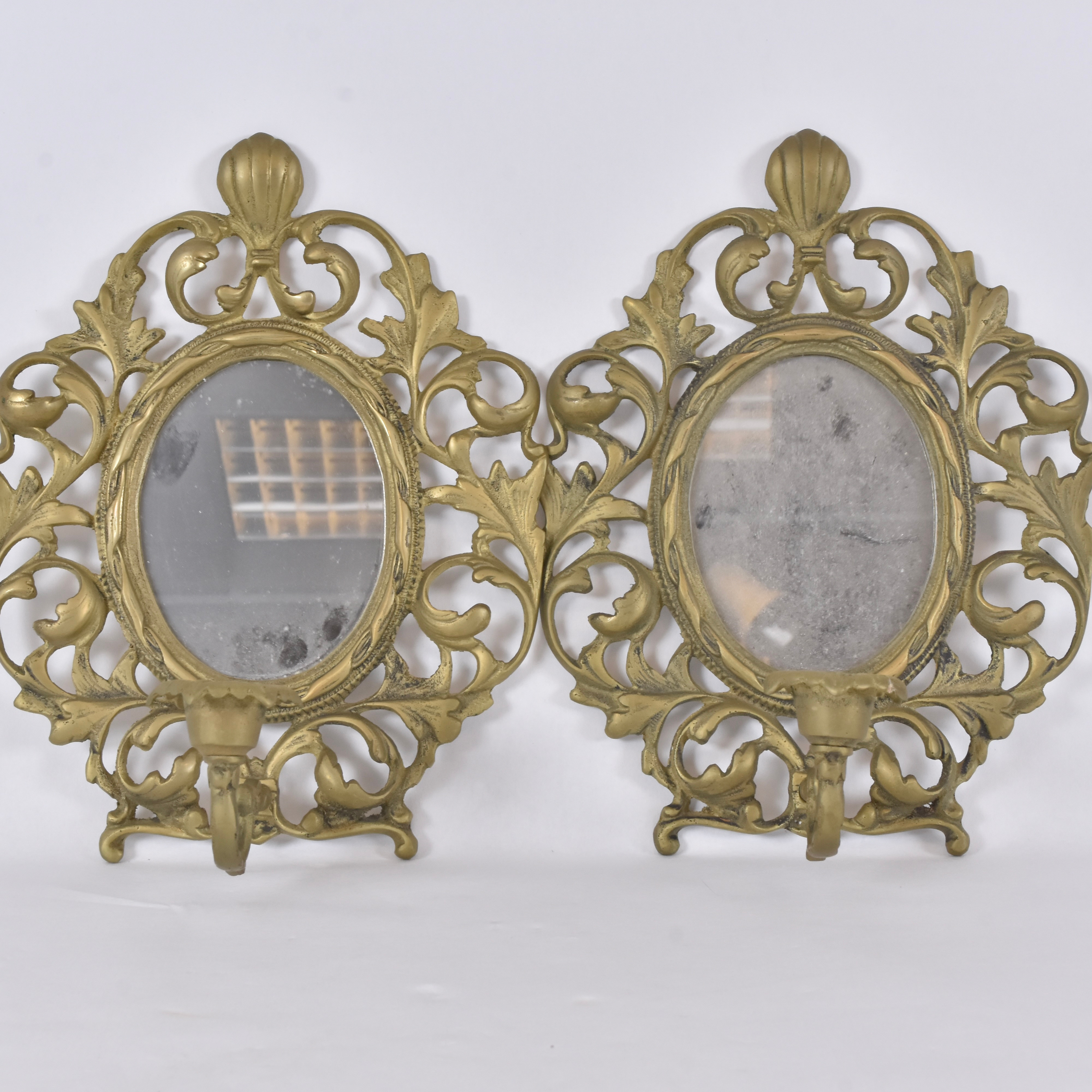 SPEGELLAMPETTER, 1-par, bronserad metall, 1900-tal.