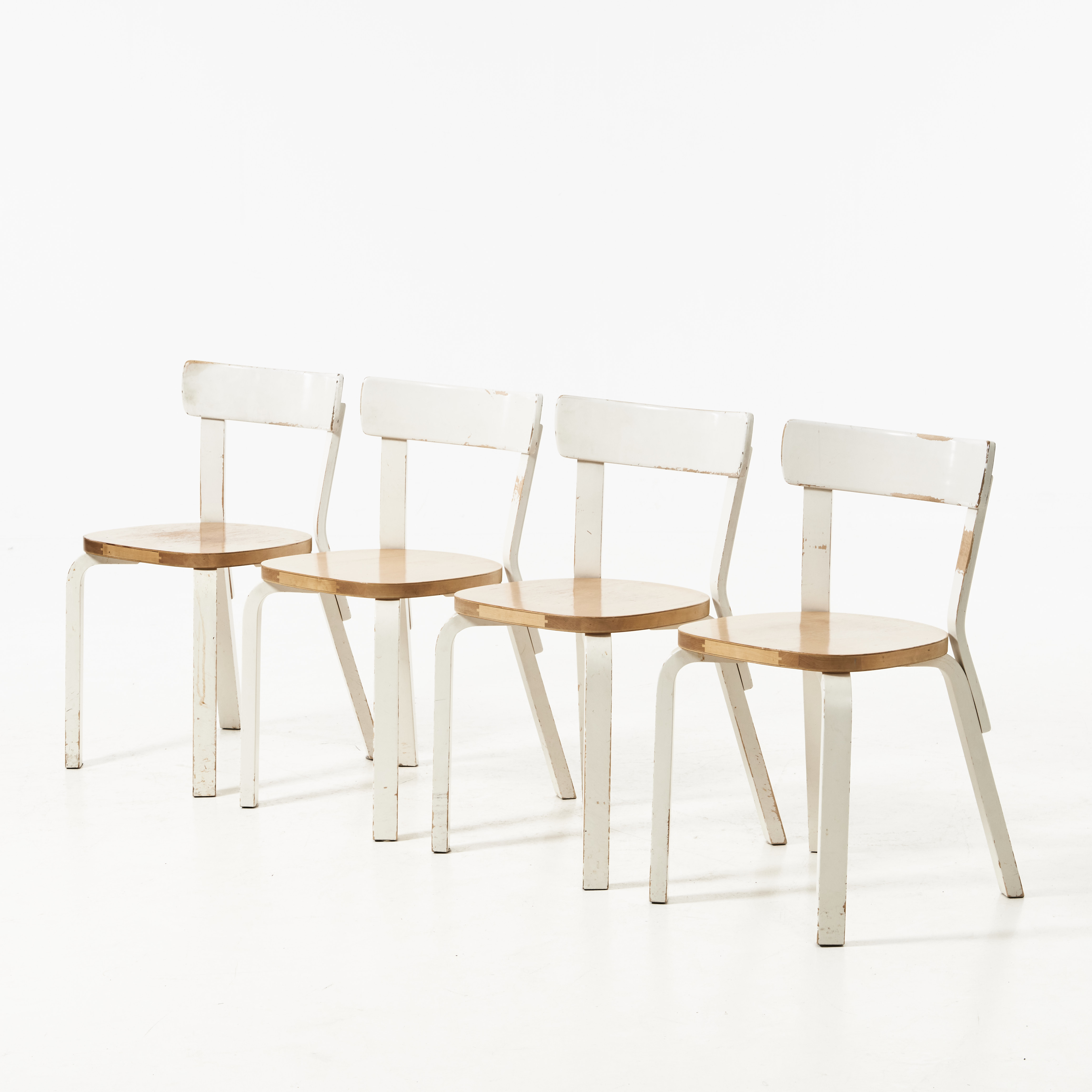 ALVAR AALTO. stolar, 4 st, modell "N65", Artek, 1900-tal, björk delvis lackerade.