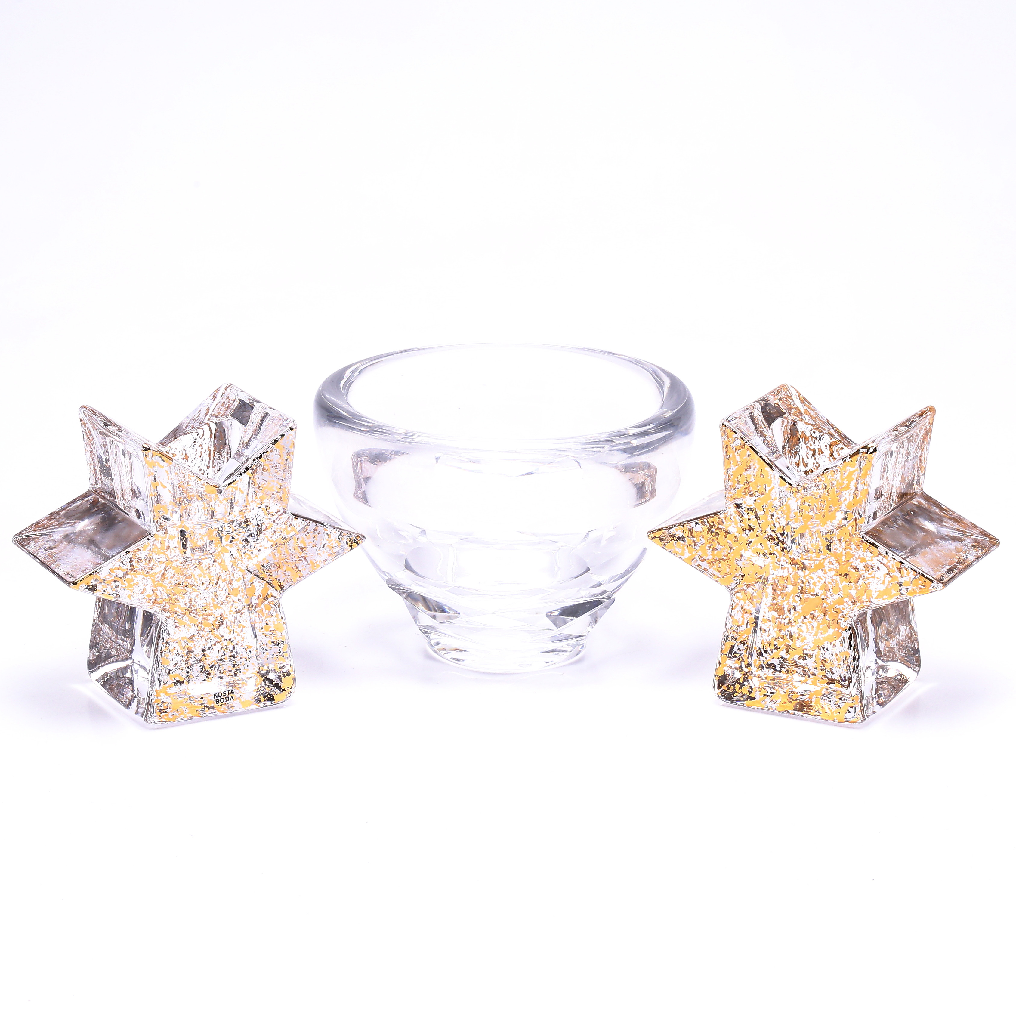 LJUSSTAKAR samt SKÅL, glas, Kosta.