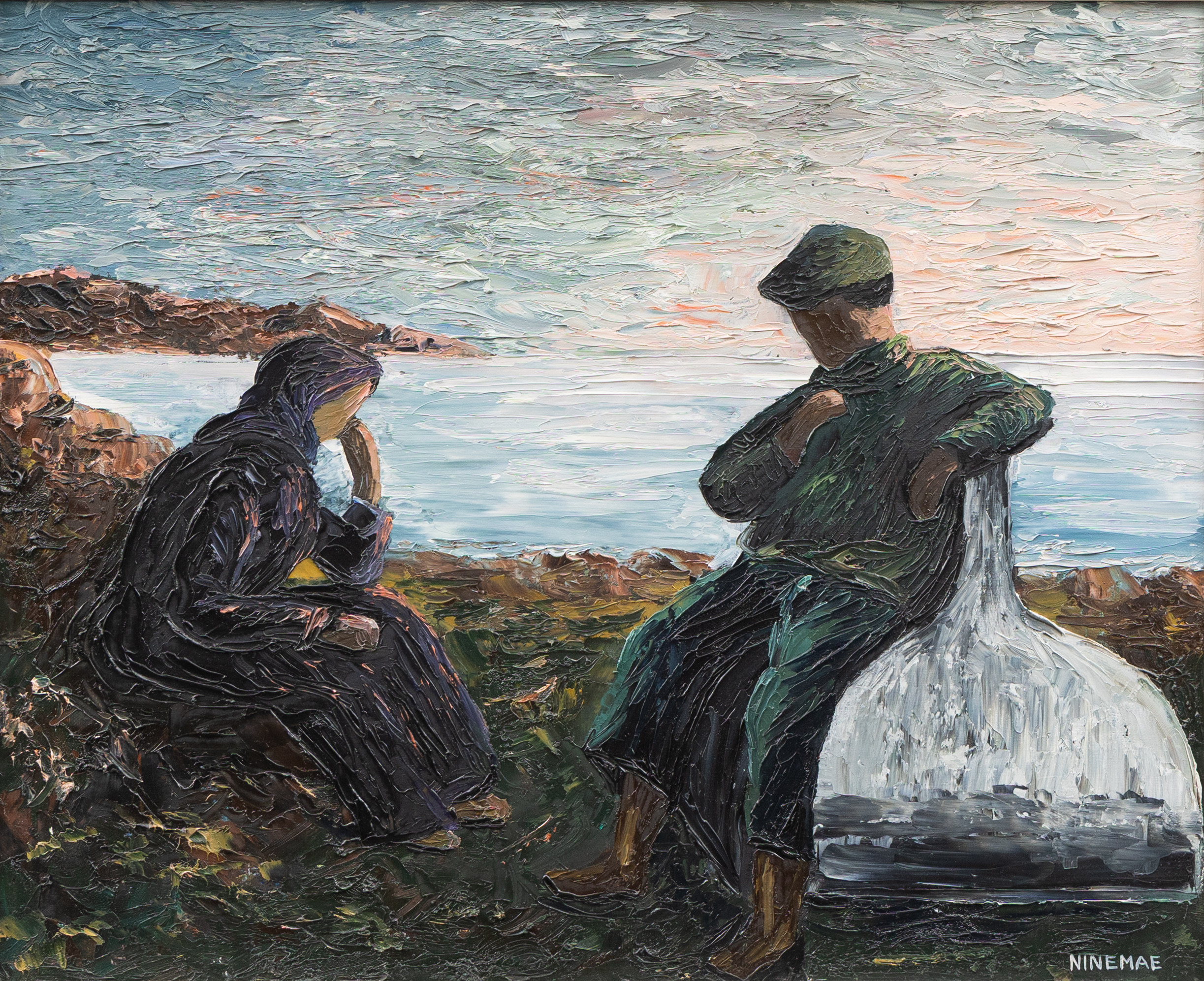 BORIS NINEMAE. "Aftonstund", olja på duk, signerad Ninemae.