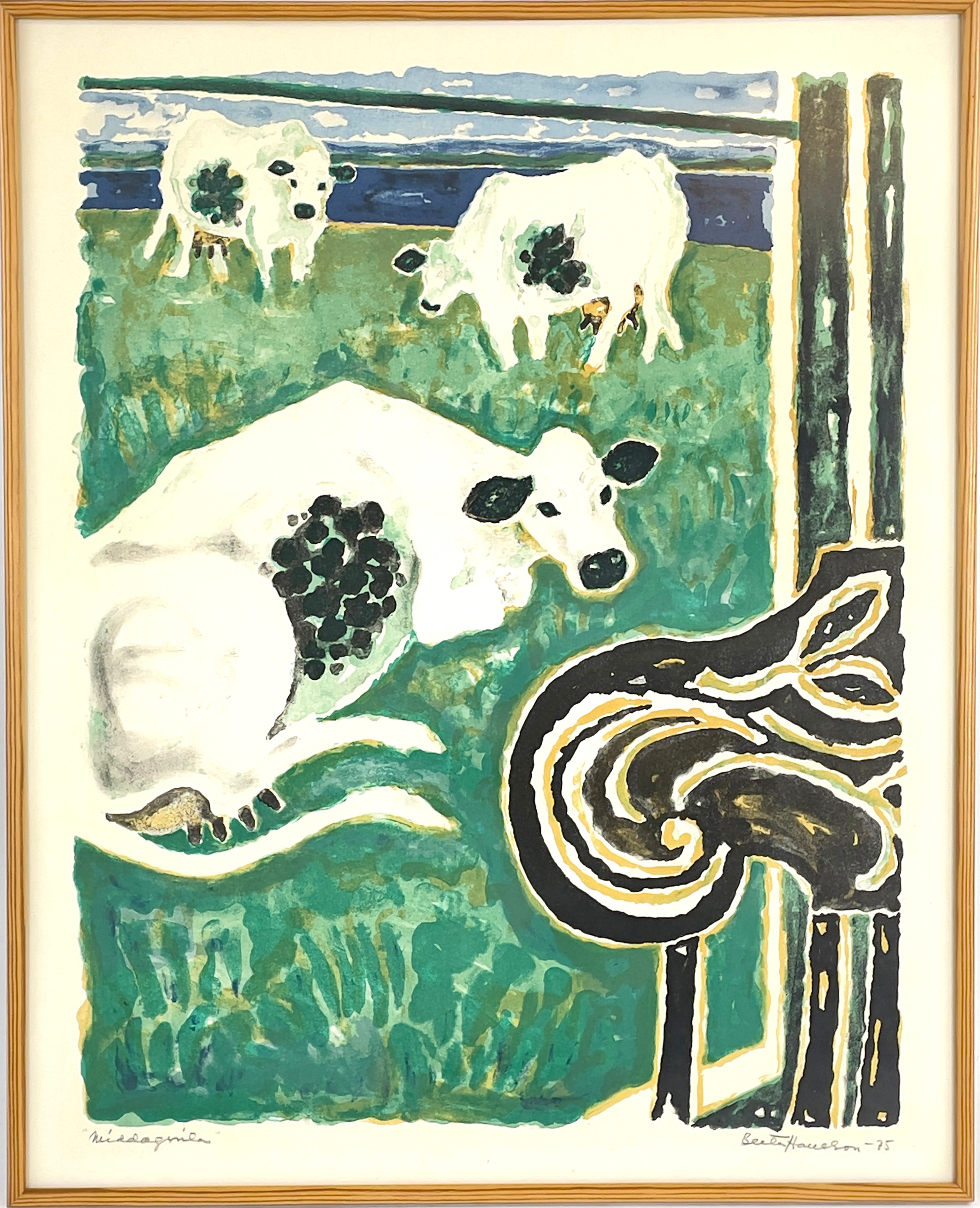 BERTA  HANSSON. "Middagsvila", färglitografi, signerad & daterad -75.