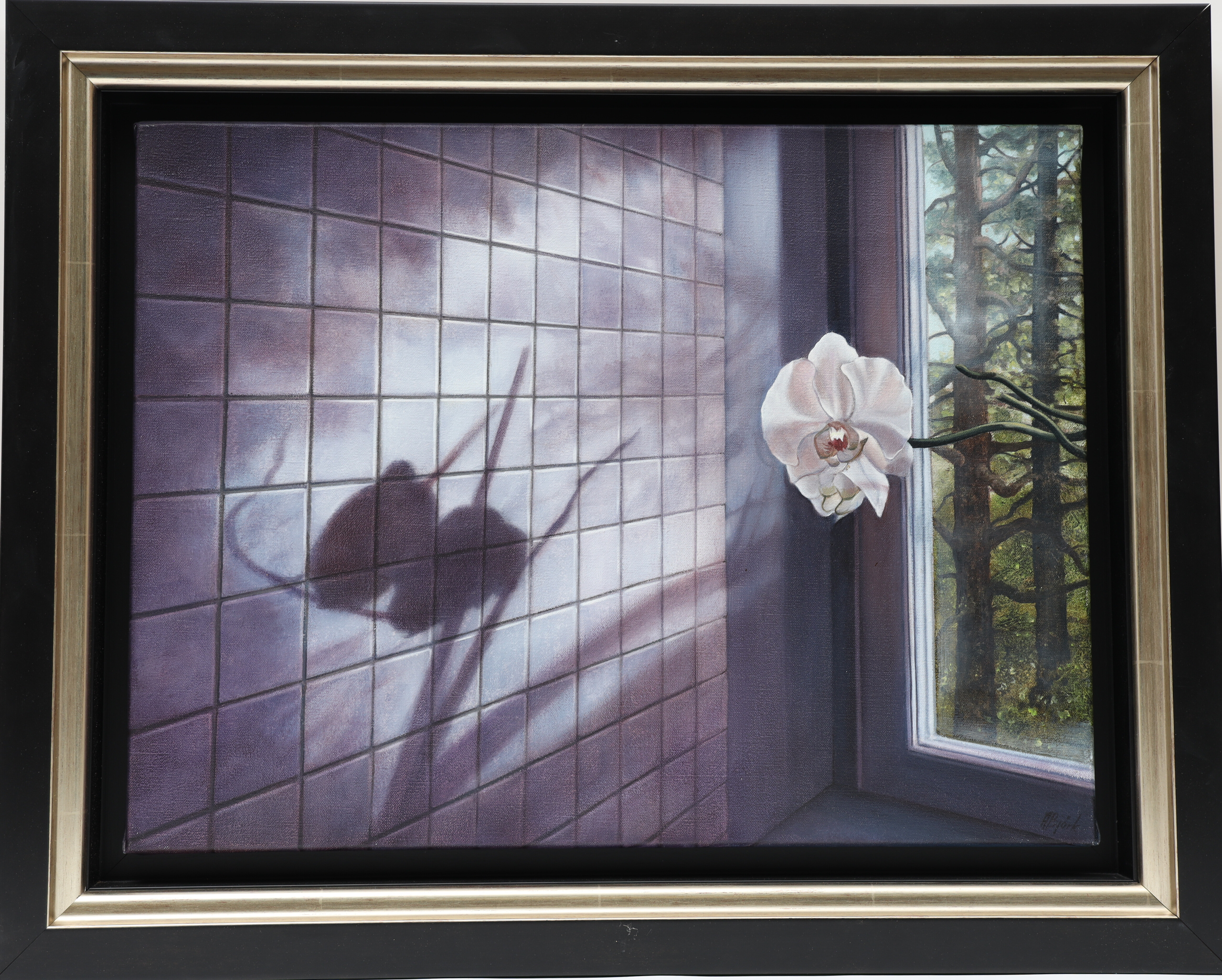 ANETTE BJÖRK-SWENSSON. "I mitt fönster" Oljemålning på duk, signerad.