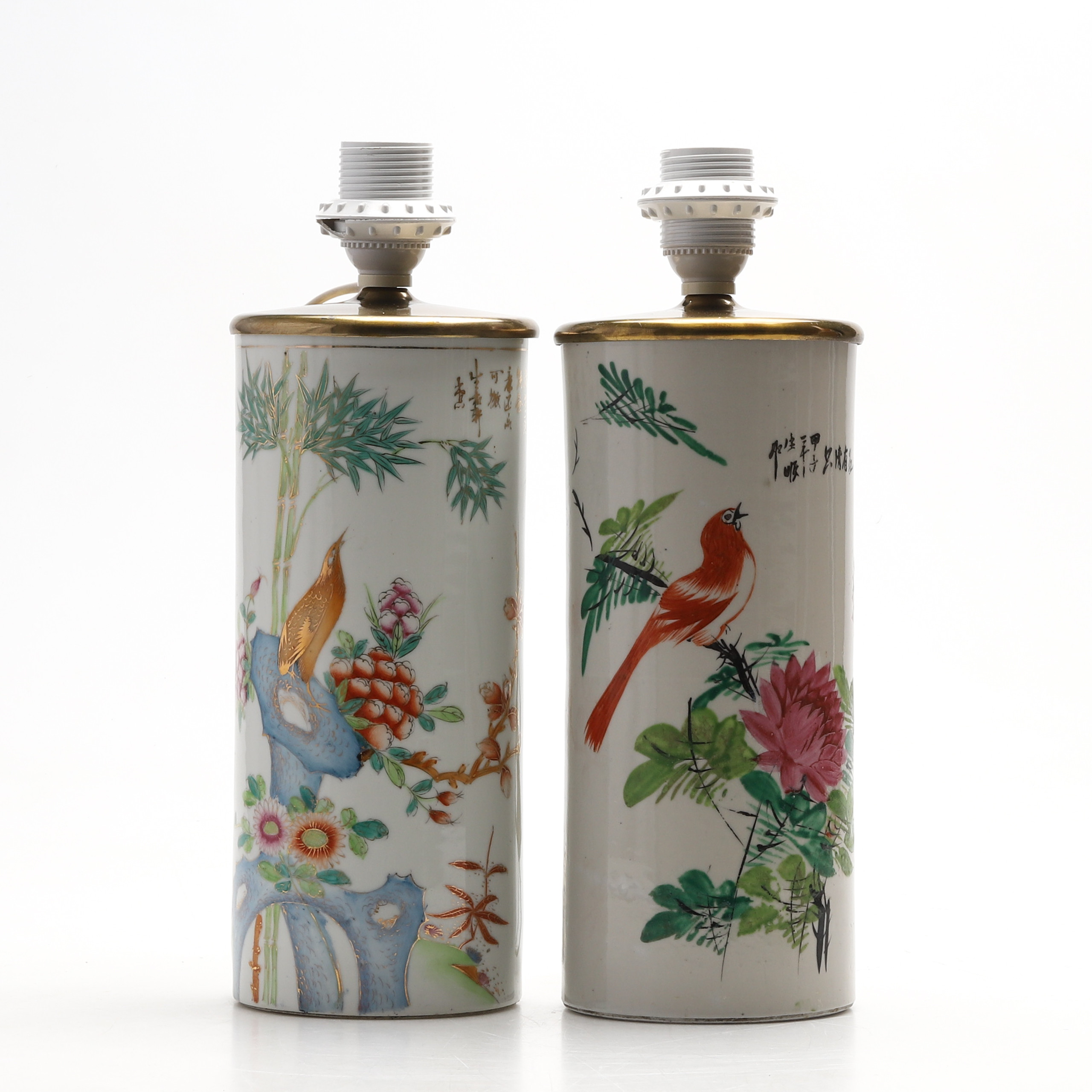 BORDLAMPOR, porslin, 2 st, Kina, 1900-tal.