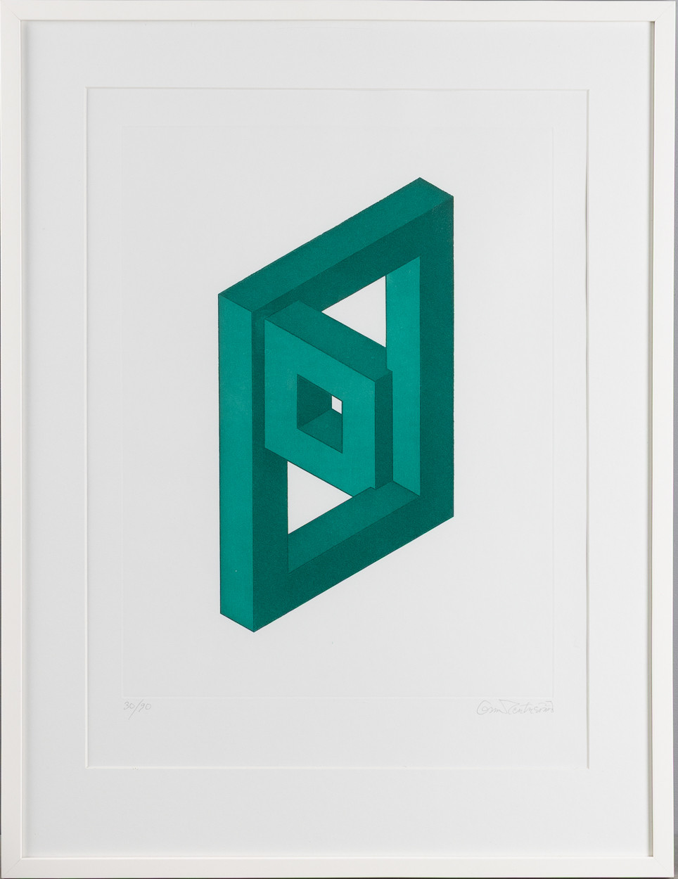 OSCAR REUTERSVÄRD. Färglitografi, omöjlig figur, signerad och numrerad 30/90.