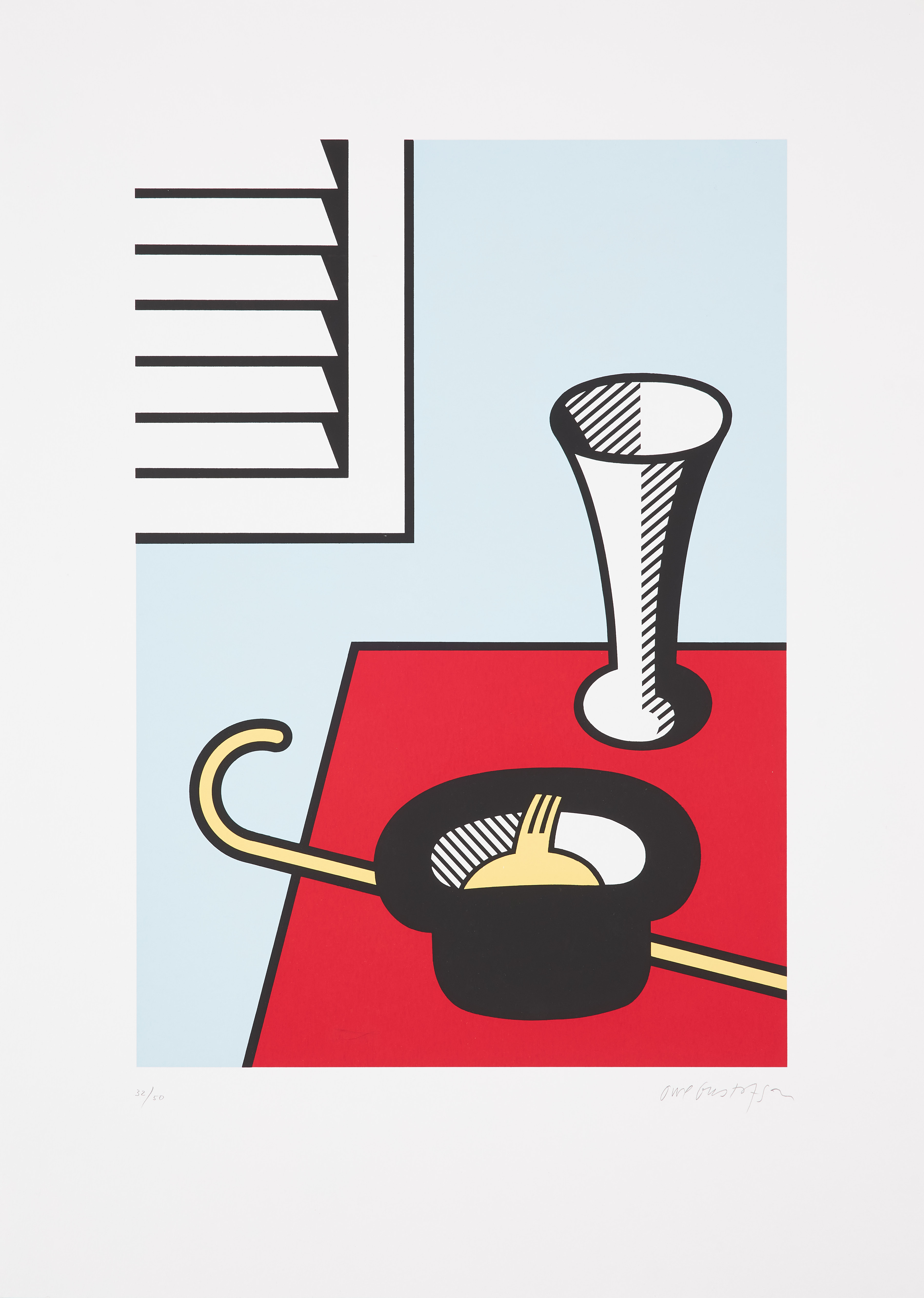 OWE GUSTAFSON (FÖDD 1940). Tintin i hatt, färgserigrafi, signerad och numrerad Owe Gustafson, 32/50.