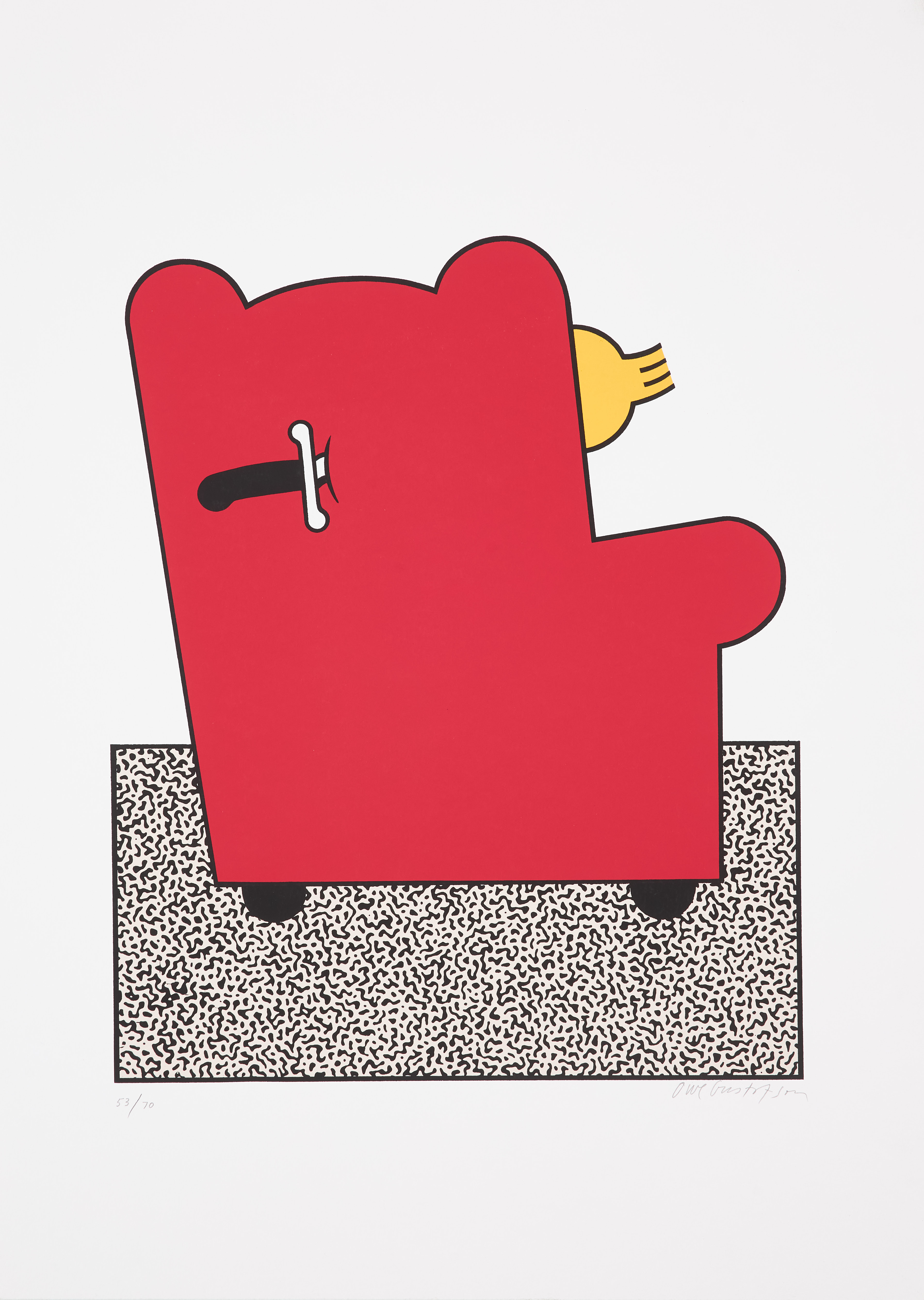 OWE GUSTAFSON (FÖDD 1940). Tintins död, färgserigrafi, signerad och numrerad, Owe Gustafson, 53/70.