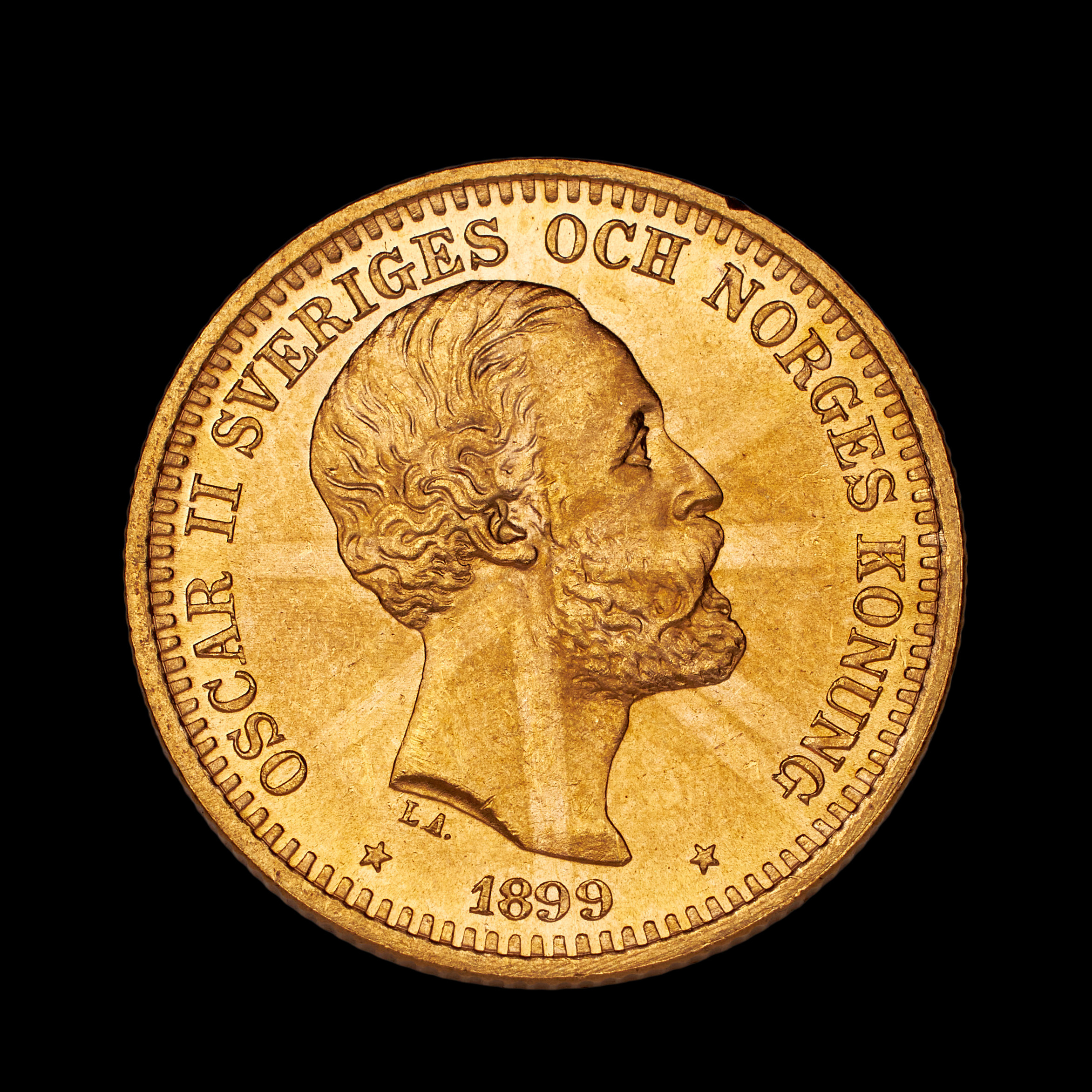 GULDMYNT, Oscar II, 20 kr, 1899.